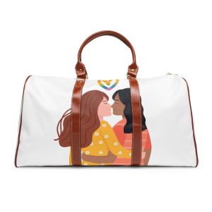 Hand Drawn Affectionate Lesbian Kiss (1) Waterproof Travel Bag
