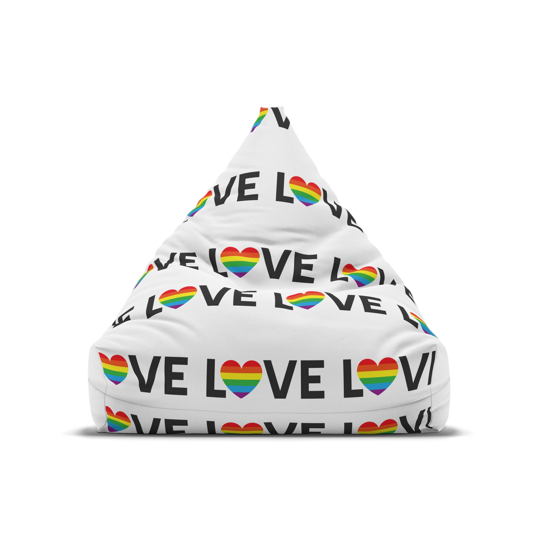 Vector Lgbt Rainbow Flag Love Heart Lettering Bean Bag Chair Cover - Image 5