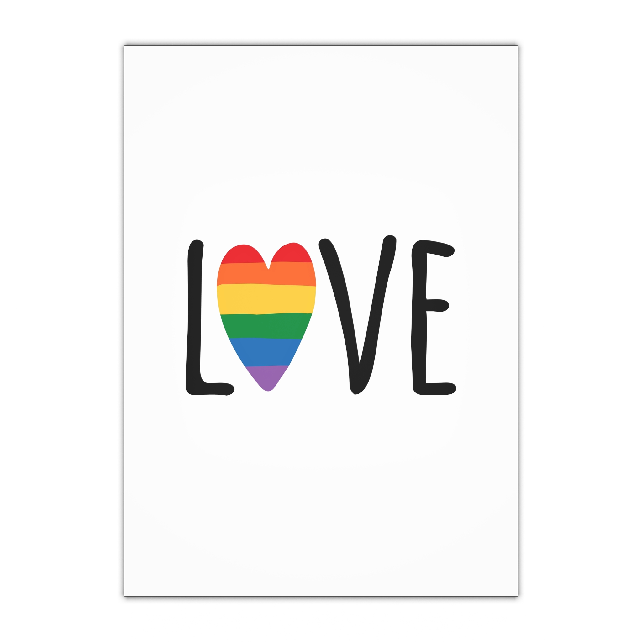 Hand Drawn Love Lgbt Pride Lettering With Rainbow Flag Heart Gift Wrapping Paper Sheets 1pc