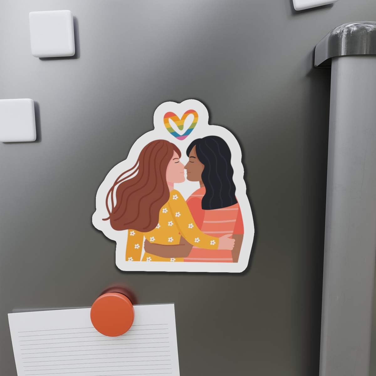 Hand Drawn Affectionate Lesbian Kiss (1) Die Cut Magnets - Image 14
