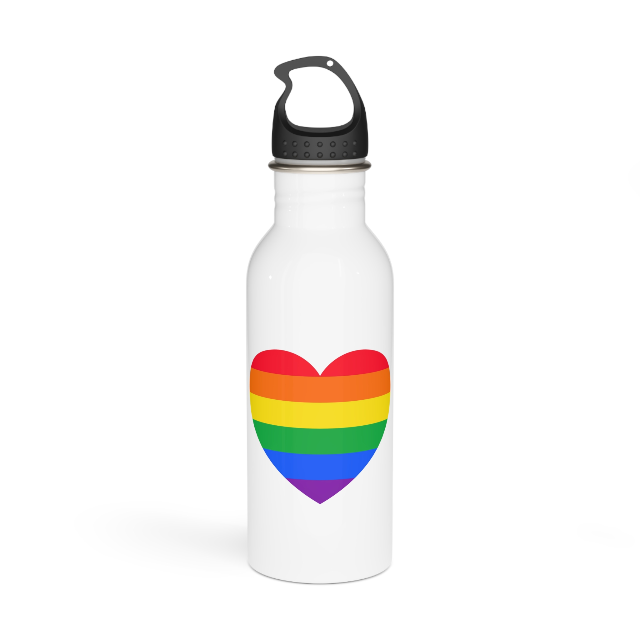 Gay Pride Flat Heart Shape Stainless Steel Water Bottle