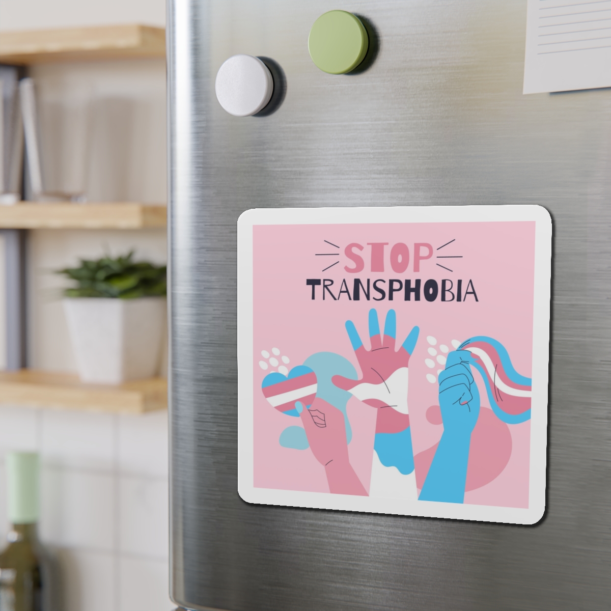 Hand Drawn Flat Design Stop Transphobia Concept Die Cut Magnets - Image 15