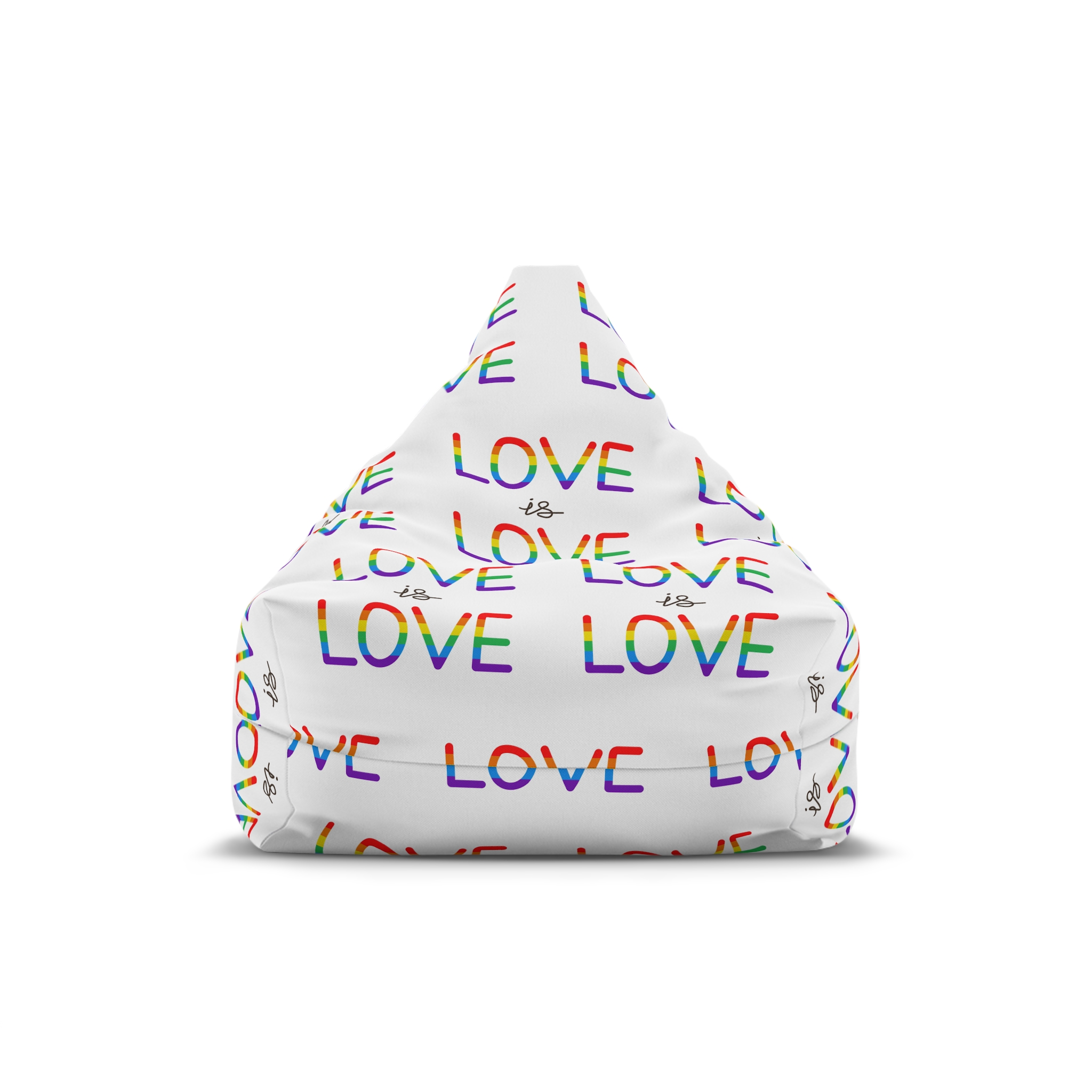 Vector Love Is Love Phrase Lgbt Text Lettering Rainbow Colors Bean Bag Chair Cover
