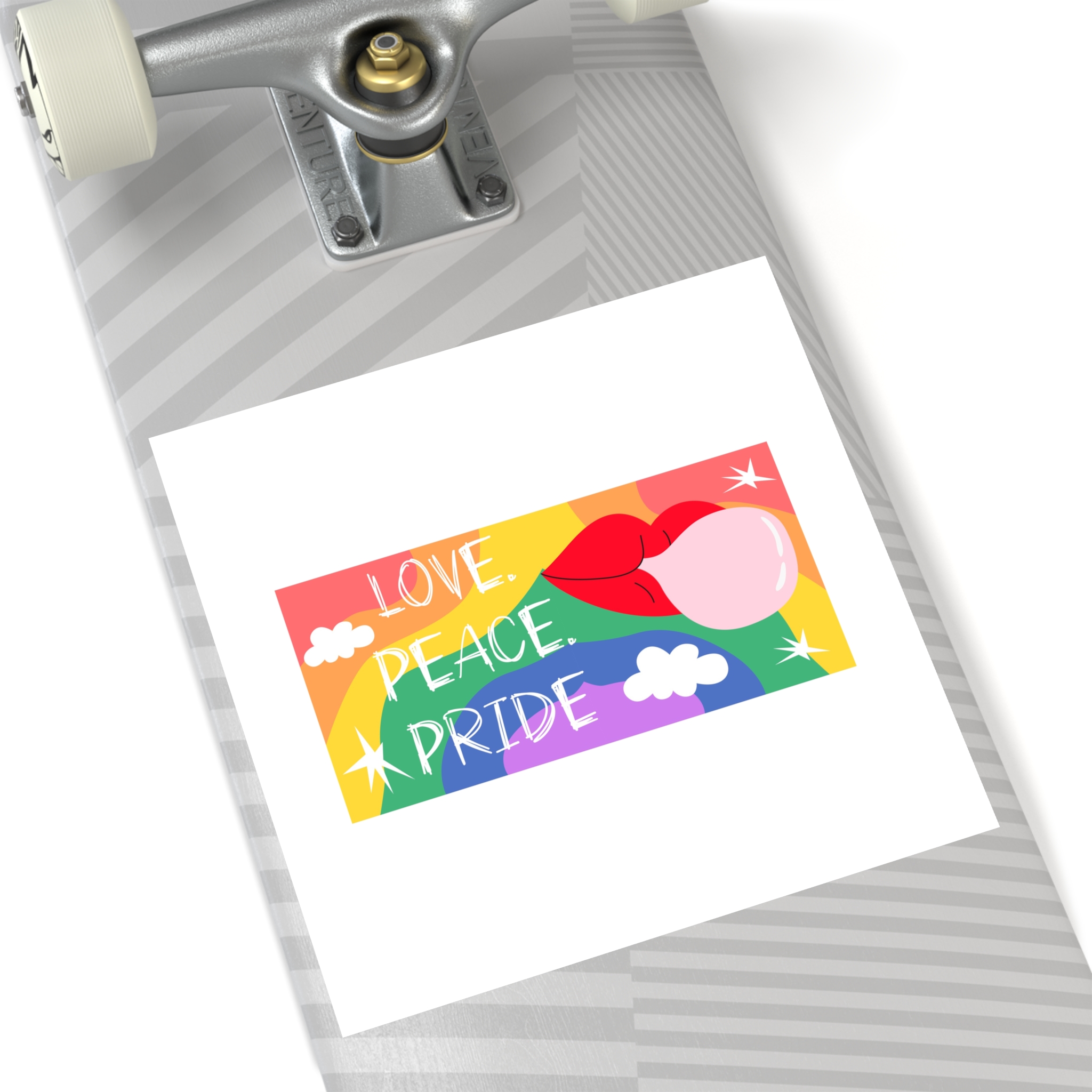 Lgbt Festive Cartoon Groovy Banner Retro 90s Style Love Freedom Concept Laminate Stickers Square - Image 60