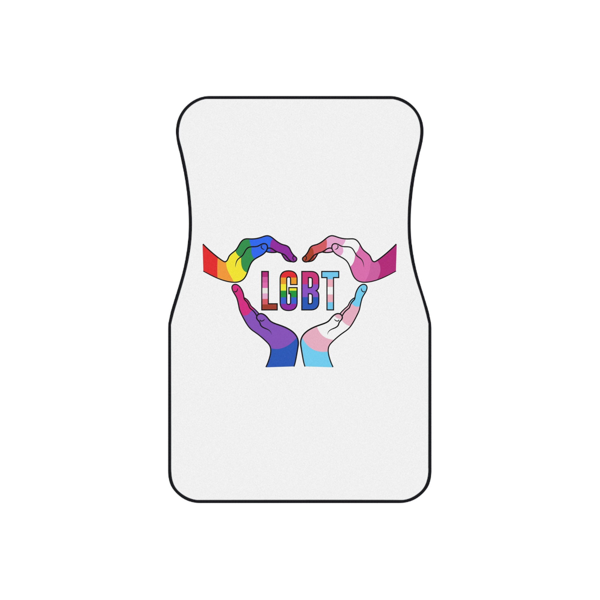 Lgbt Hands United Pride Month Rainbow Flag Vector Illustration Isolated White Background Car Mats Set Of 4 - Image 2