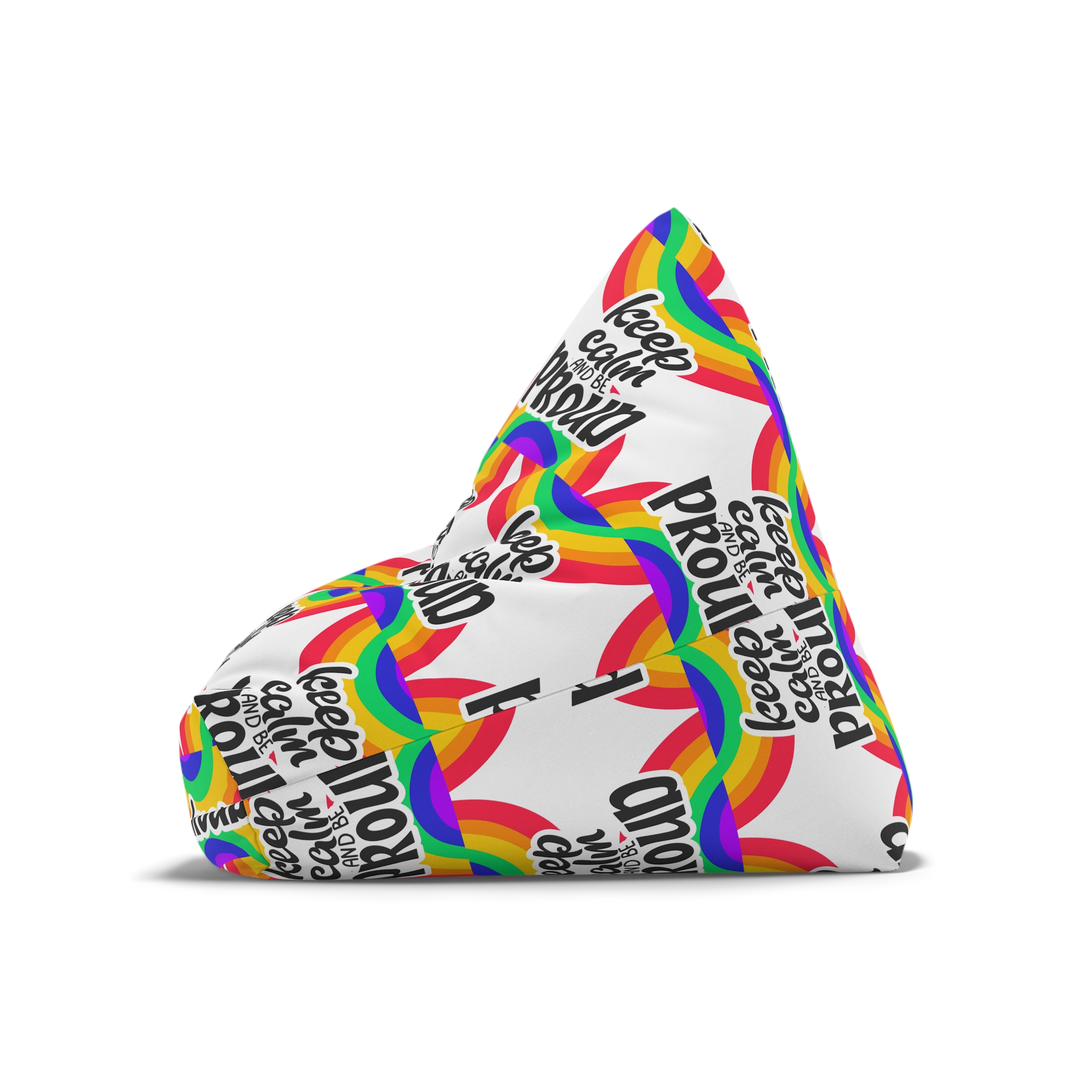 Keep Calm Be Proud Lgbt Lettering Quote Pride Poster Concept With Colorful Rainbow Vector Bean Bag Chair Cover - Image 8