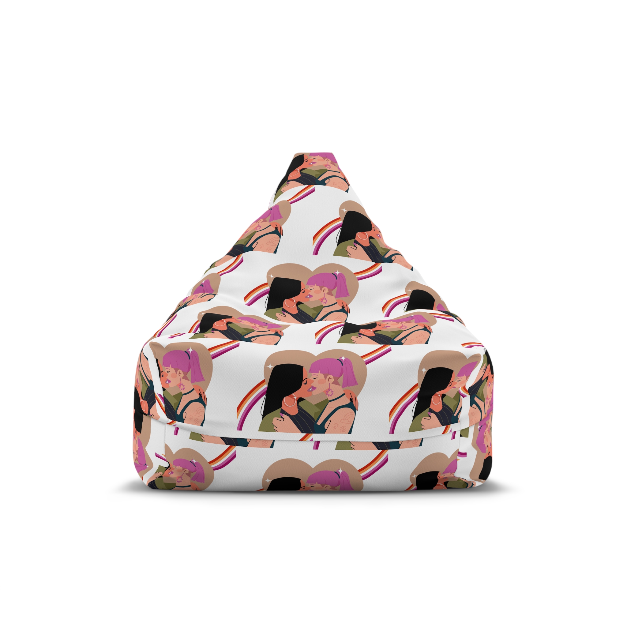 Hand Drawn Lesbian Kiss Bean Bag Chair Cover