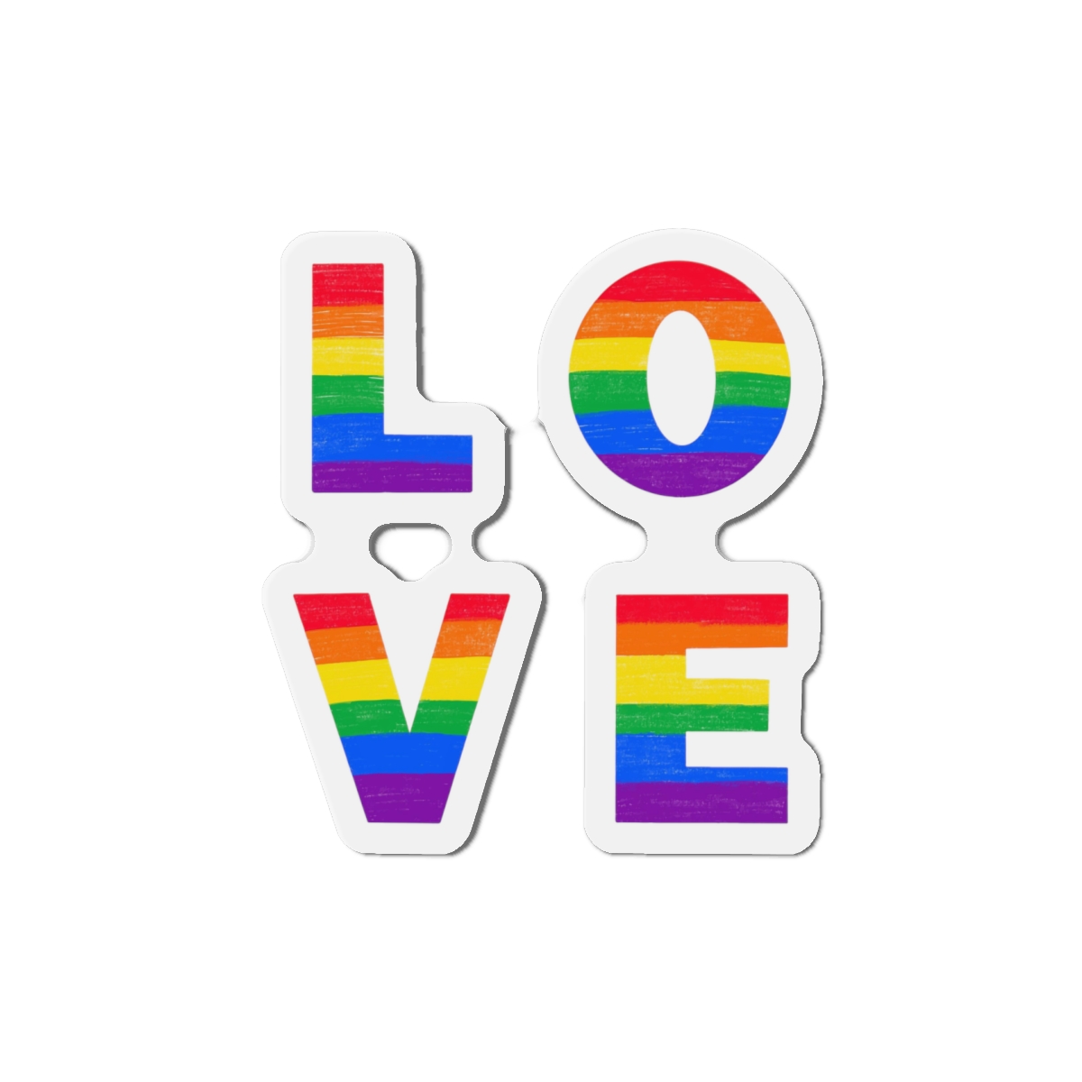 Letters Love Colored Rainbow Lgbtq Gay Pride Flag Colors Vector Lettering Lgbt History Month Pencil Crayon Textured Isolated Love Is Love Concept Die Cut Magnets - Image 10