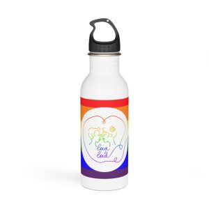 Poster With Kissing Woman Hand Lettering Love Is Love Theme Month Pride Lgbtq Love Background Stainless Steel Water Bottle