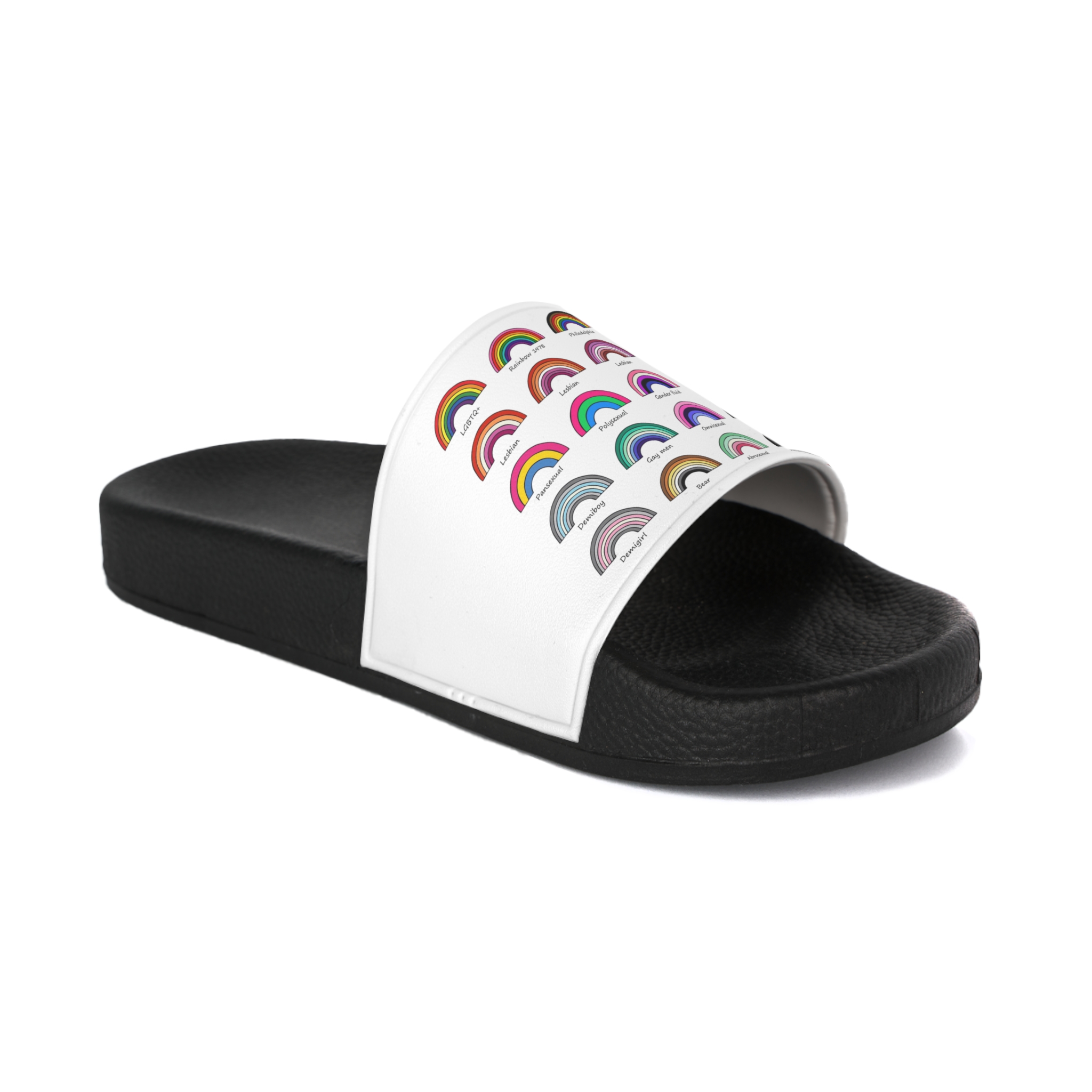 Set Colorful Lgbtq Pride Flag Rainbows Gender Equality Sexual Identity Pride Flags Collection Lgbtqia Community Pride Month Mens Slide Sandals - Image 2
