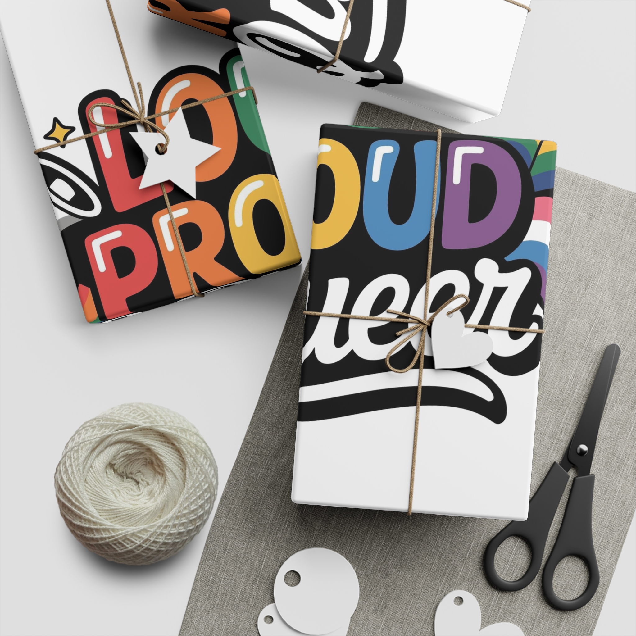 Loud Proud Queer T Shirt Design Isolated White Background 3 Gift Wrapping Paper Sheets 1pc - Image 2
