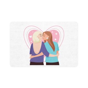 Lesbian Couple Kiss Flat Design Style Pet Food Mat 12x18