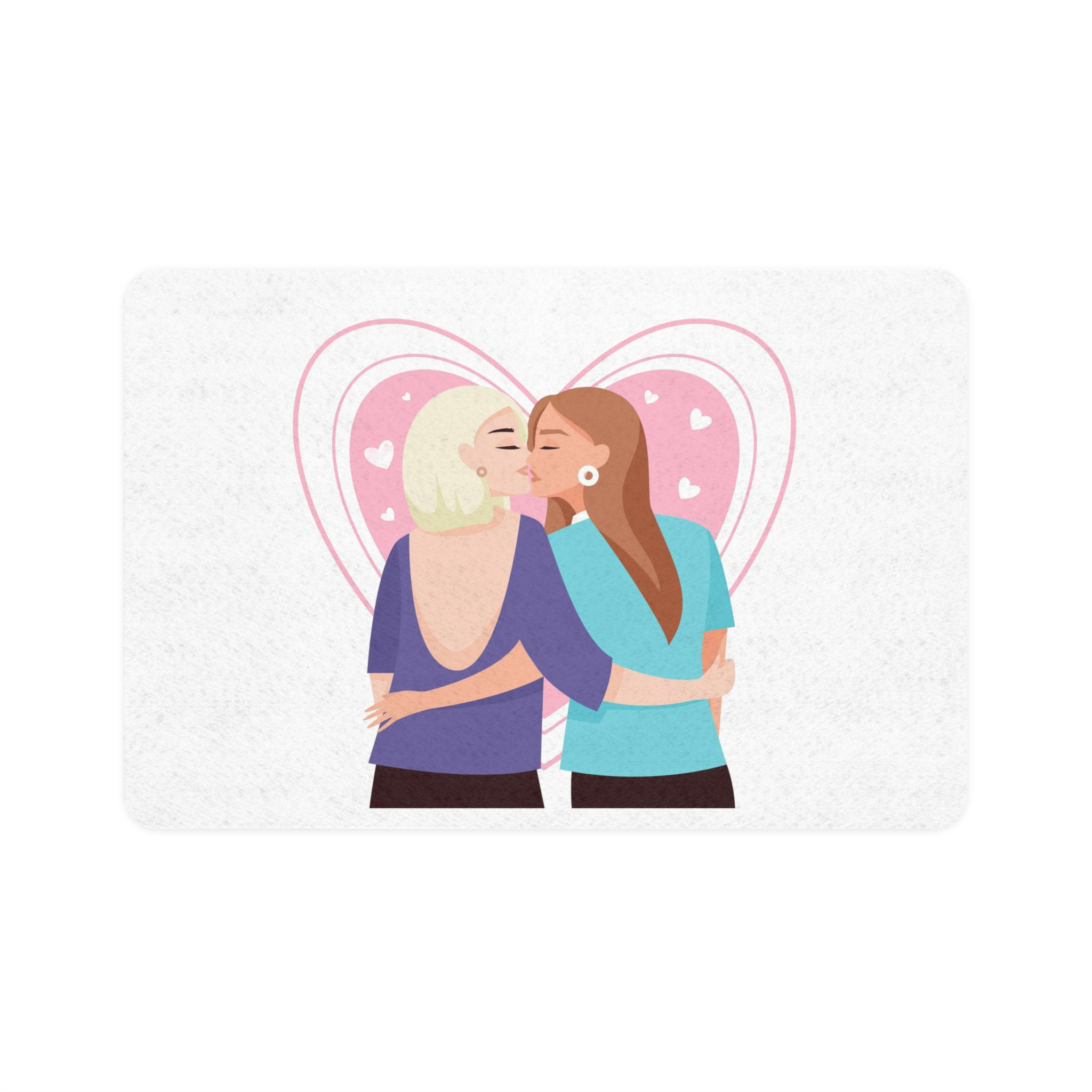 Lesbian Couple Kiss Flat Design Style Pet Food Mat 12x18