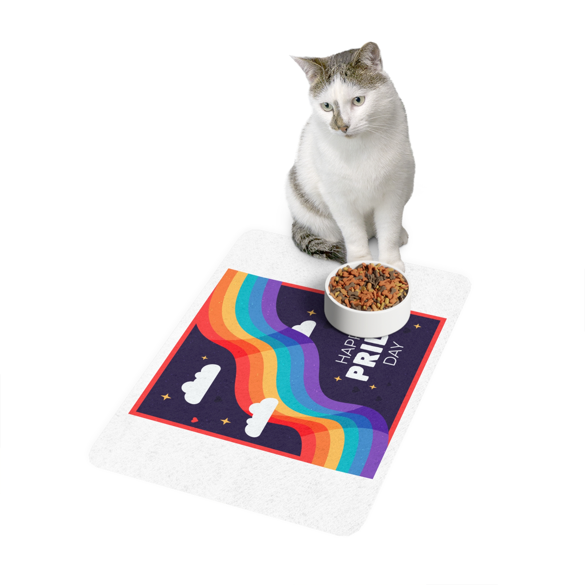 Rainbow Flag Pride Day Pet Food Mat 12x18 - Image 3