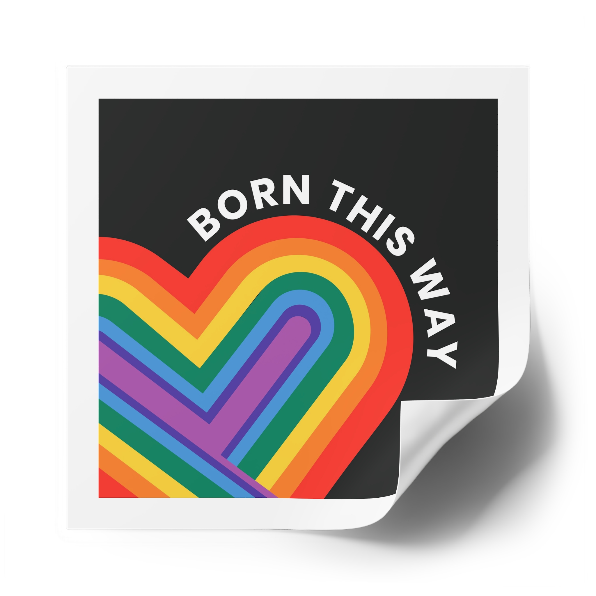 Rainbow Heart Template Lgbtq Pride Month With Born This Way Text Laminate Stickers Square - Image 78