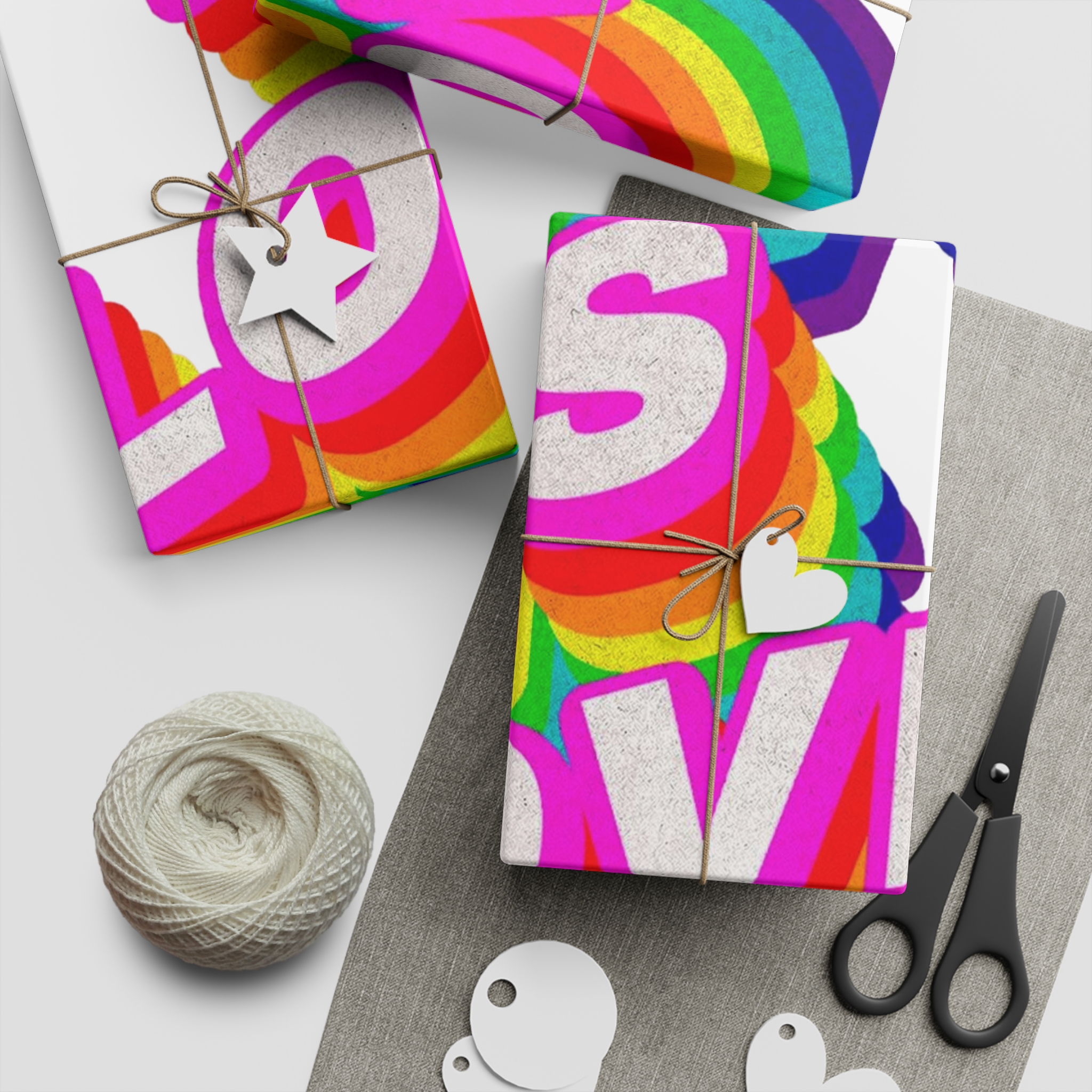 Rainbow Word Love Is Love Typography Design Element Gift Wrapping Paper Sheets 1pc - Image 5