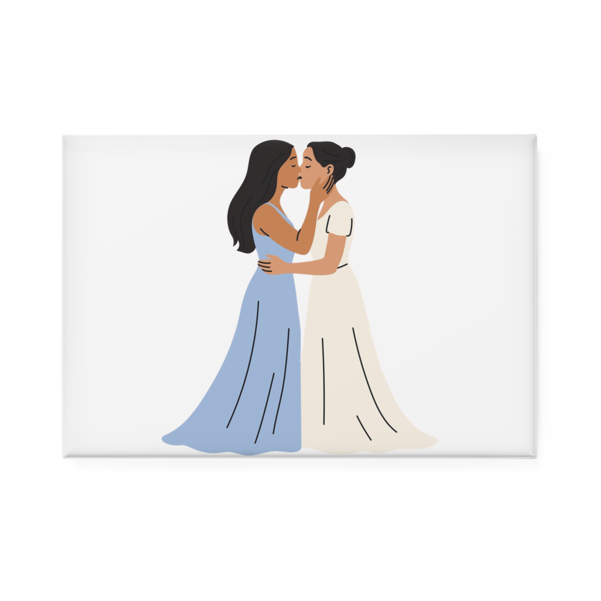 Romantic Lesbian Couple Kissing Wedding Dresses Button Magnet Rectangle 1 And 10 Pcs - Image 5