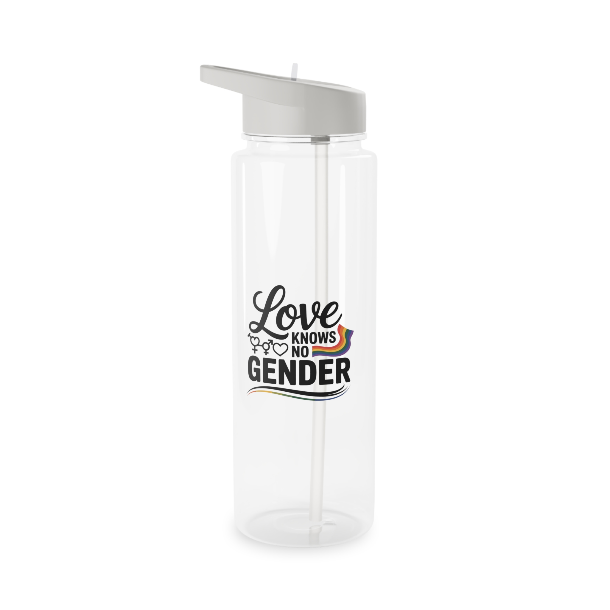 Love Knows No Gender T Shirt Design Isolated White Background Tritan Water Bottle - Image 5
