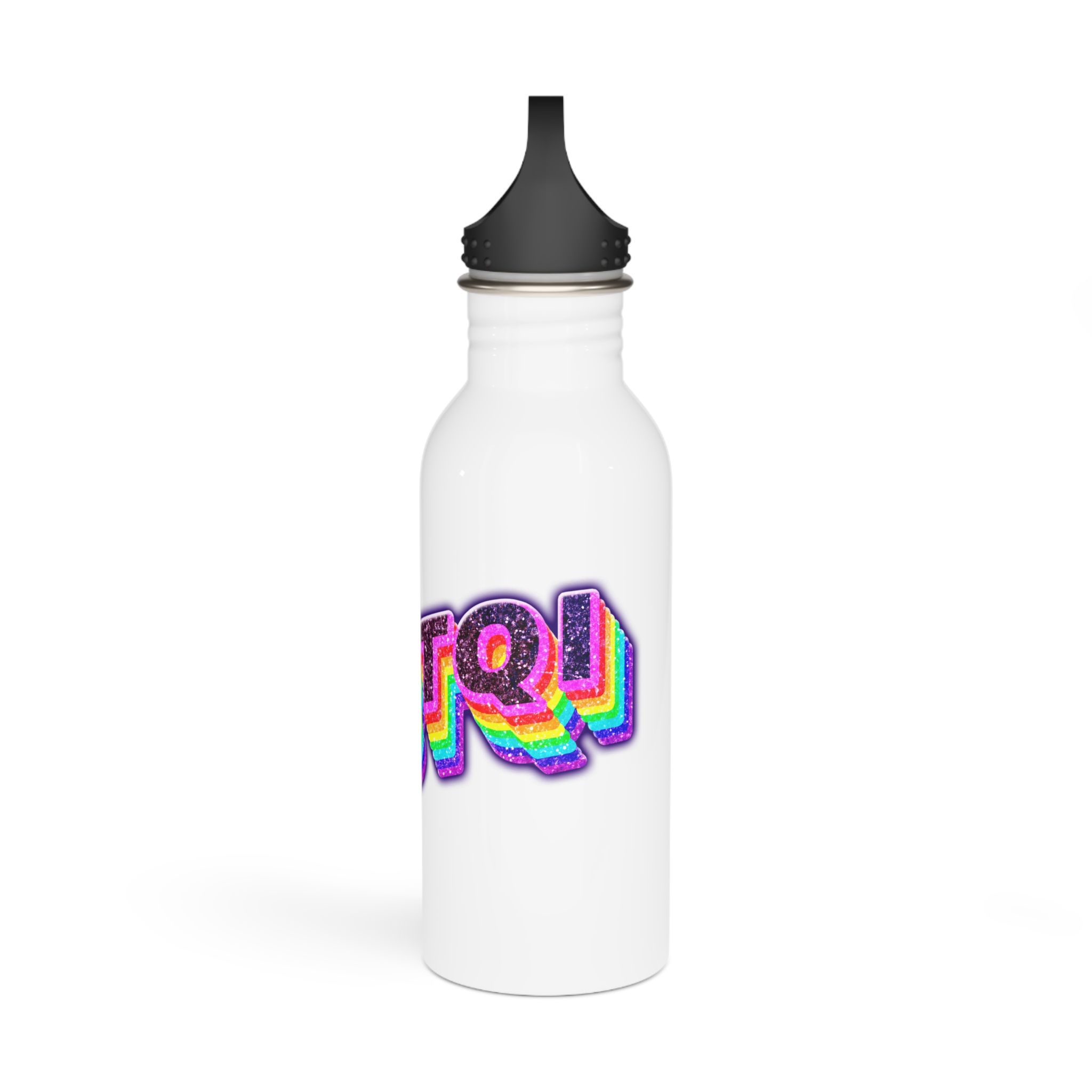 Lgbtqi 3d Word Glitch Png Stainless Steel Water Bottle - Image 4