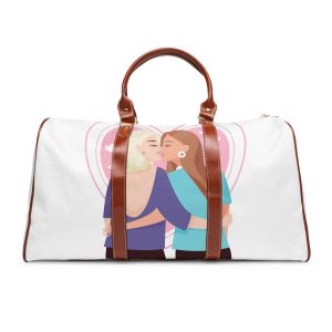 Lesbian Couple Kiss Flat Design Style Waterproof Travel Bag