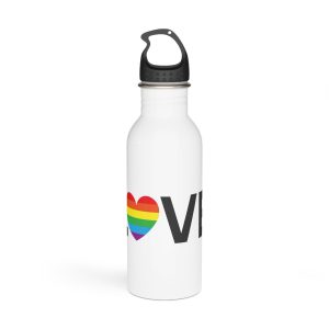 Vector Lgbt Rainbow Flag Love Heart Lettering Stainless Steel Water Bottle