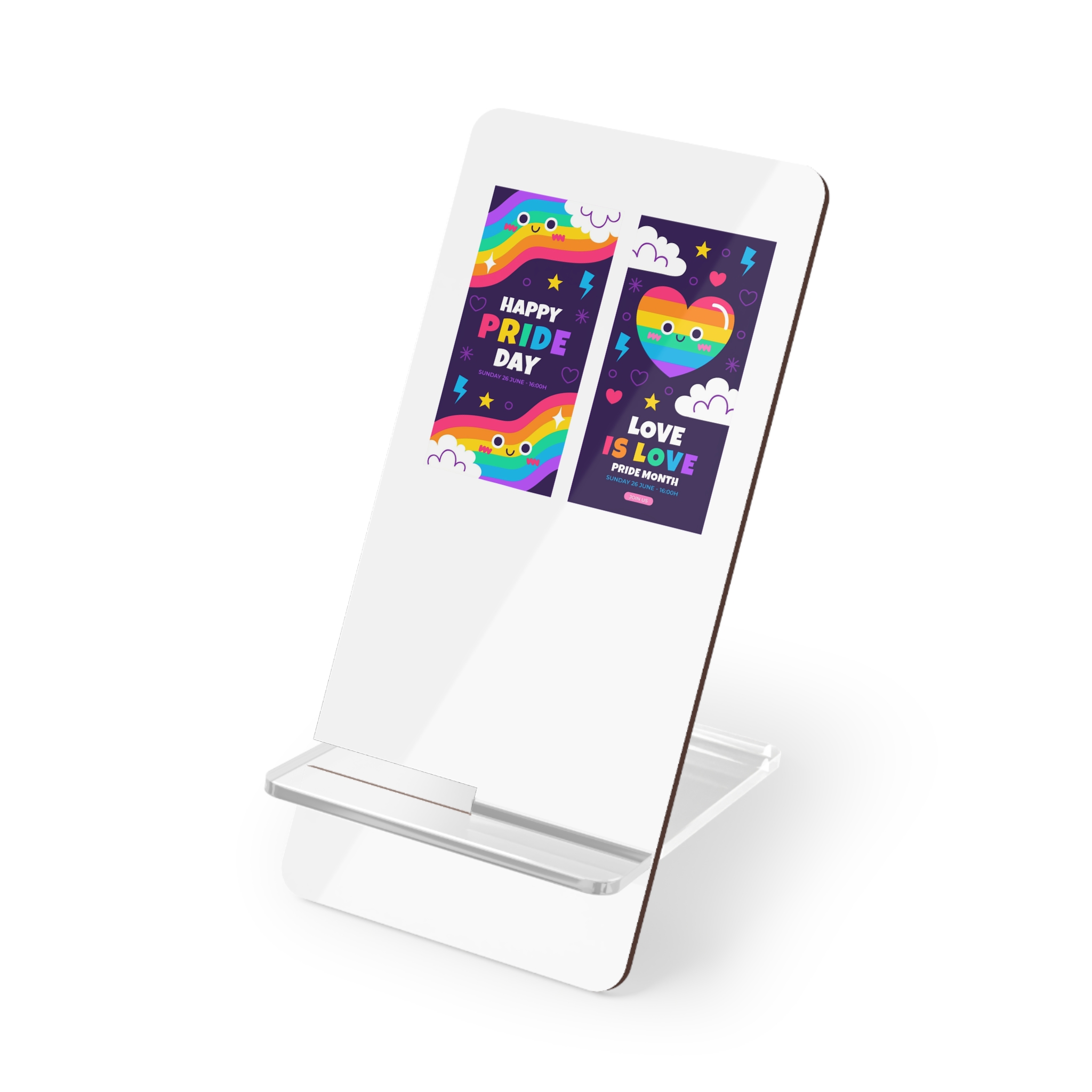 Flat Pride Month Vertical Banners Collection Mobile Display Stand For Smartphones
