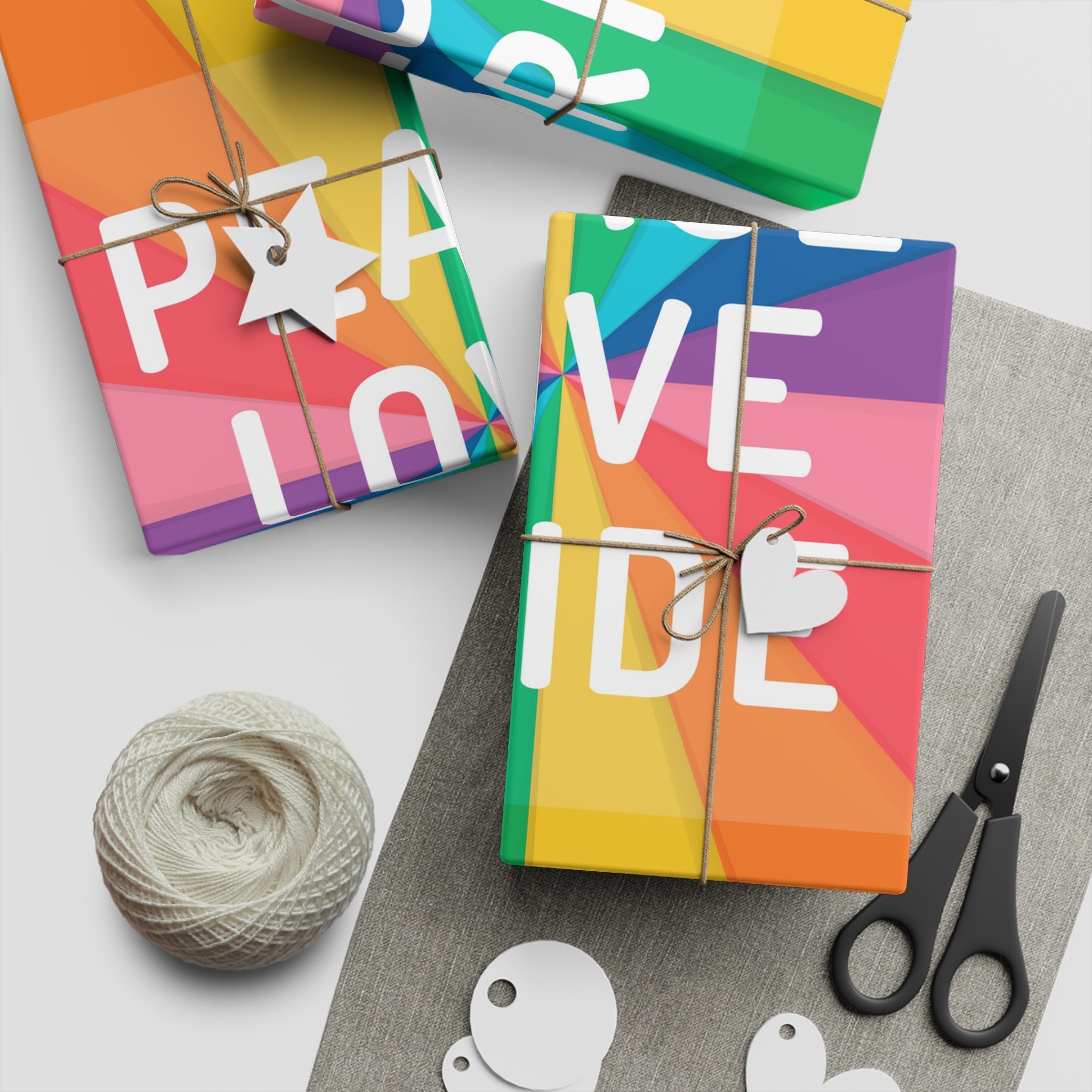 Rainbow Colored Background With Peace Love Pride Concept Pride Month Gift Wrapping Paper Sheets 1pc - Image 2
