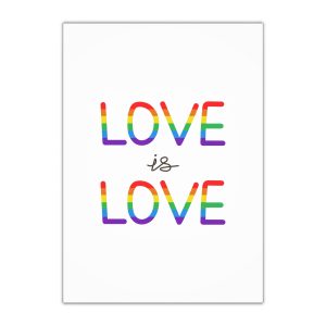 Vector Love Is Love Phrase Lgbt Text Lettering Rainbow Colors Gift Wrapping Paper Sheets 1pc
