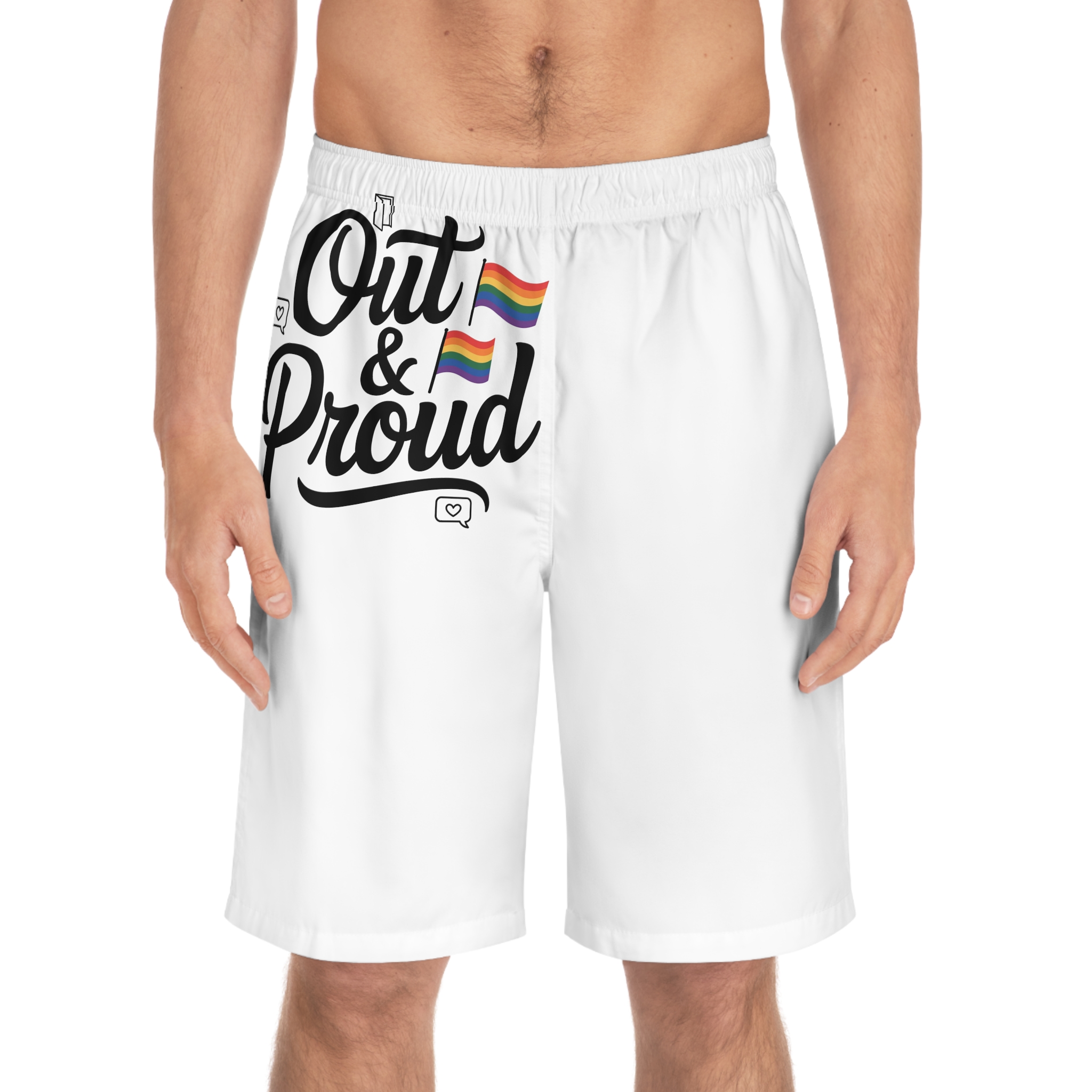 Out Proud T Shirt Design Isolated White Background1 Mens Board Shorts Aop - Image 3