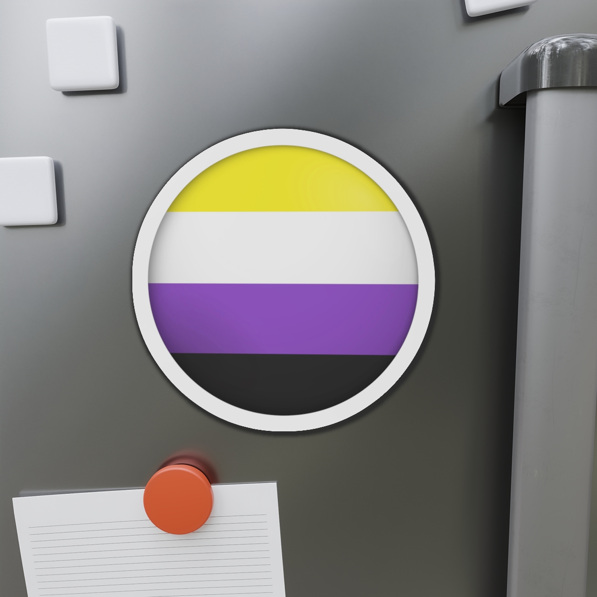 Flag Nonbinary Lgbtq Glossy Circular Flag Button Appearance 3d Icon Design With Depth Die Cut Magnets - Image 14