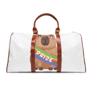 Cute Capybara With Rainbow Pride Sash Illustration Waterproof Travel Bag