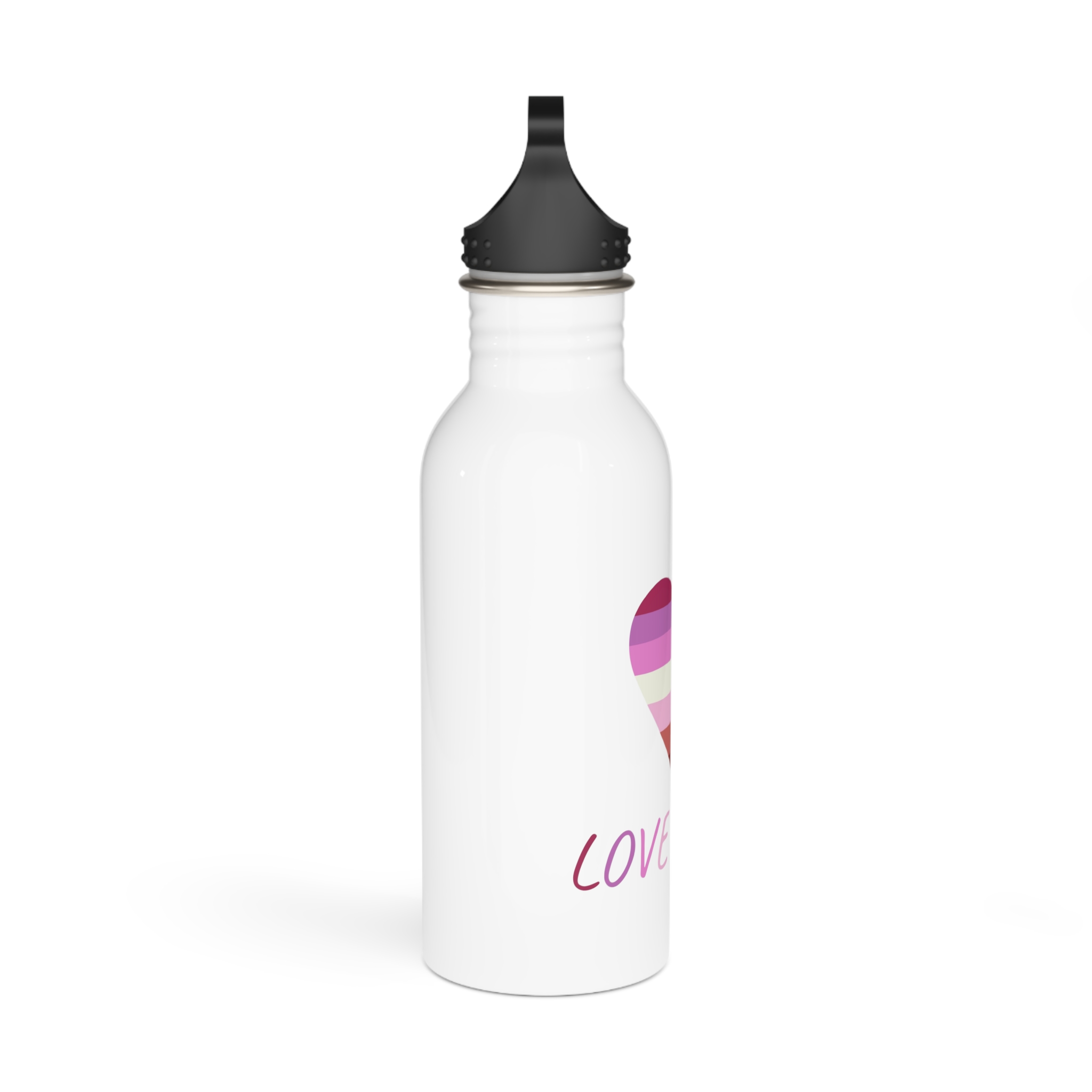 Colorful Heart Shape Lesbian Pride Flag Happy Pride Day Lgbtqia Community Pride Month Vector Hand Drawn Doodle Posters Stickers Logo Cards(2) Stainless Steel Water Bottle - Image 2