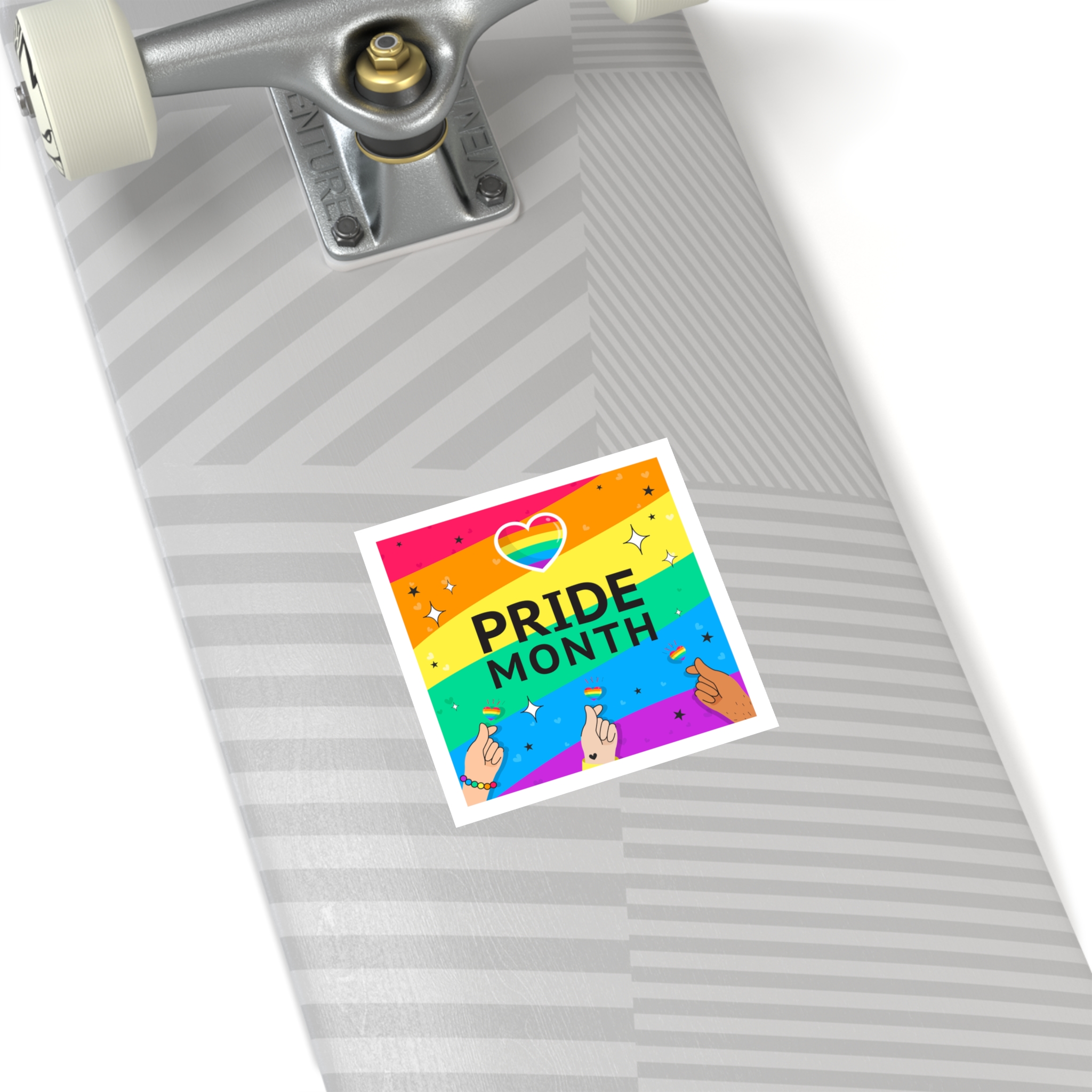 Pride Month Greeting Card Vector Illustration Hand Symbol Mini Heart Rainbow Flag Laminate Stickers Square - Image 20