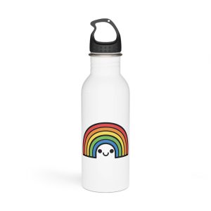 Colorful Rainbow Smiling Face Cartoon Illustration Stainless Steel Water Bottle
