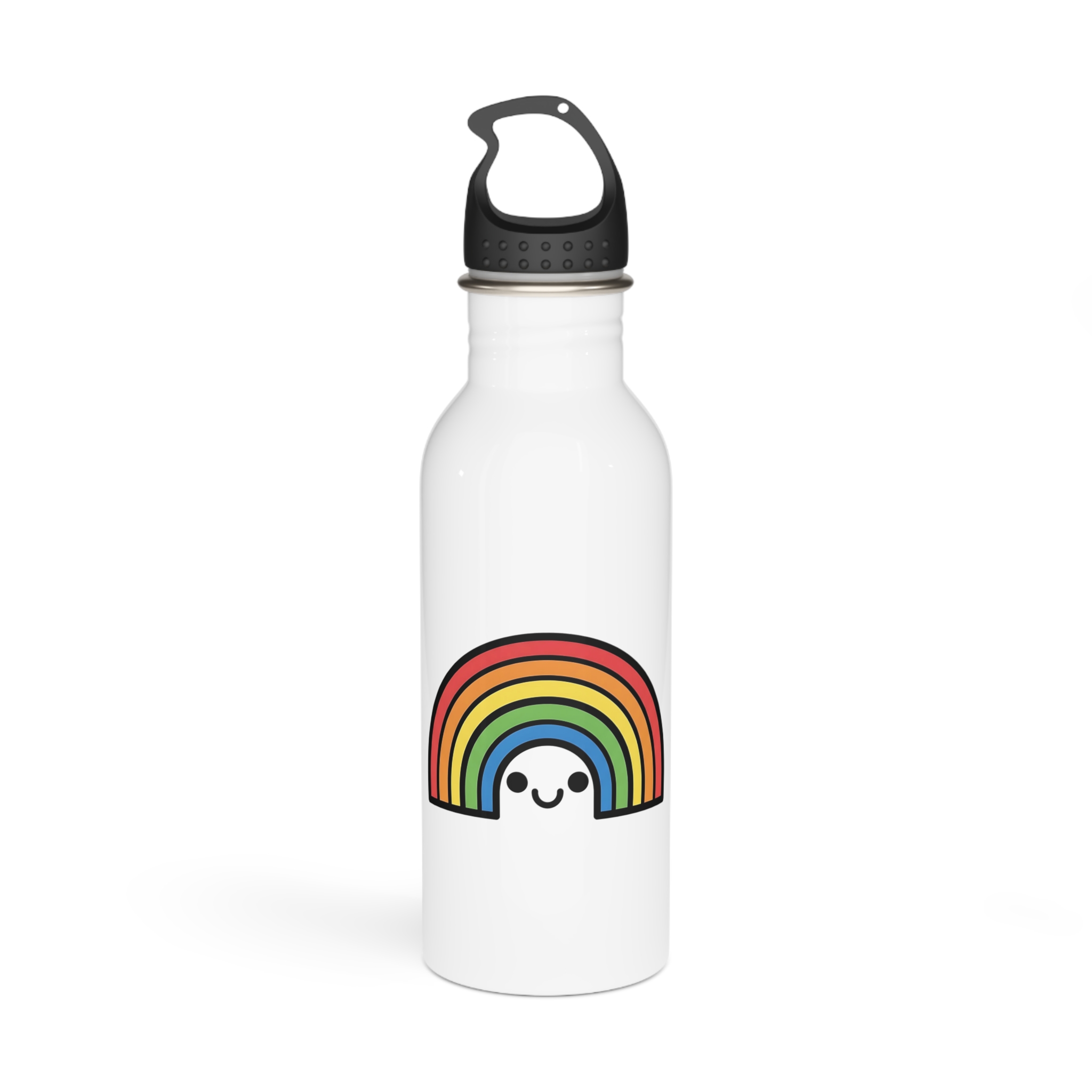 Colorful Rainbow Smiling Face Cartoon Illustration Stainless Steel Water Bottle