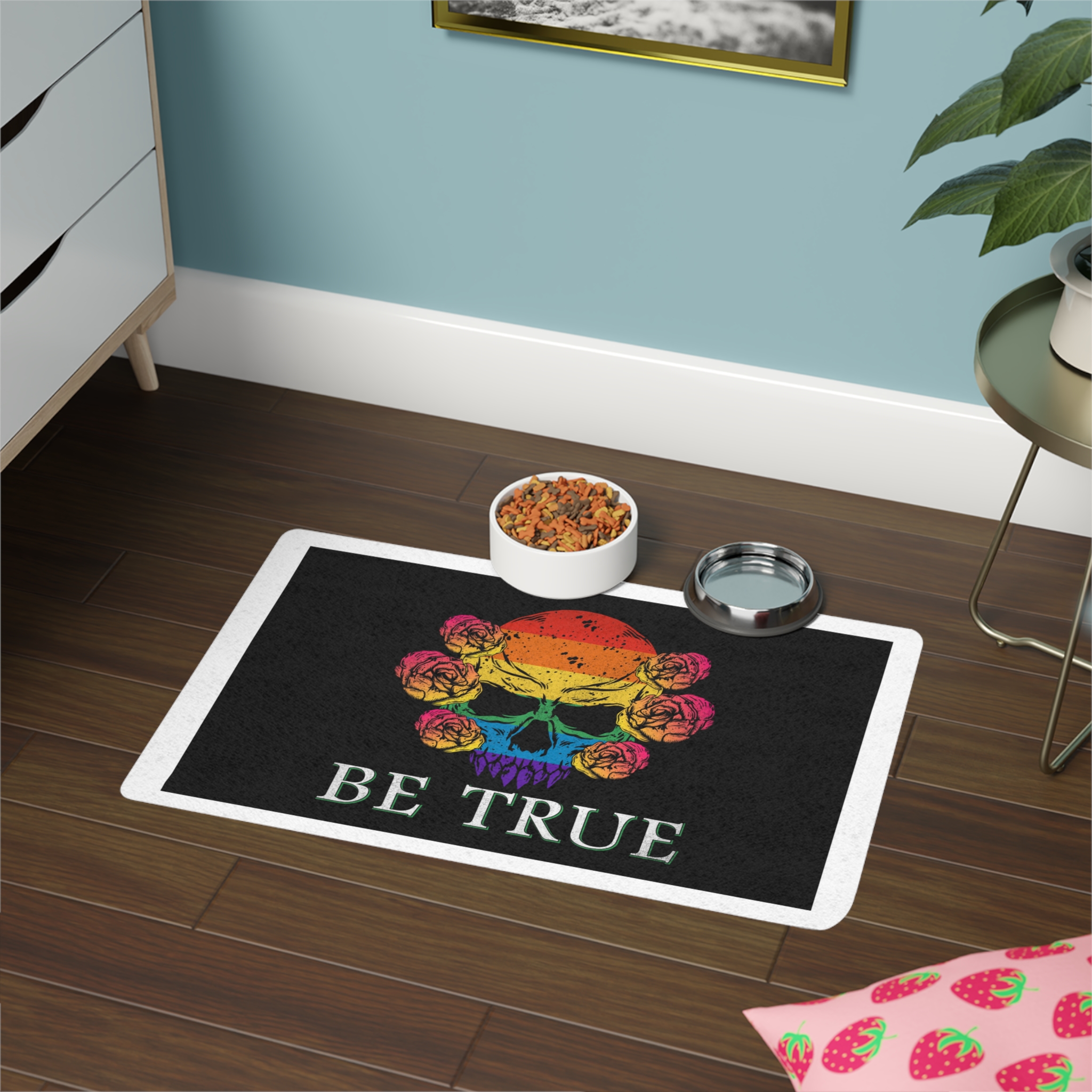 Skull Pride Rainbow Vintage Vector Premium T Shirt(1) Pet Food Mat 12x18 - Image 4