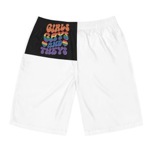 Colorful Poster With Words Girls Theyre Always Theyre Too Much Mens Board Shorts Aop