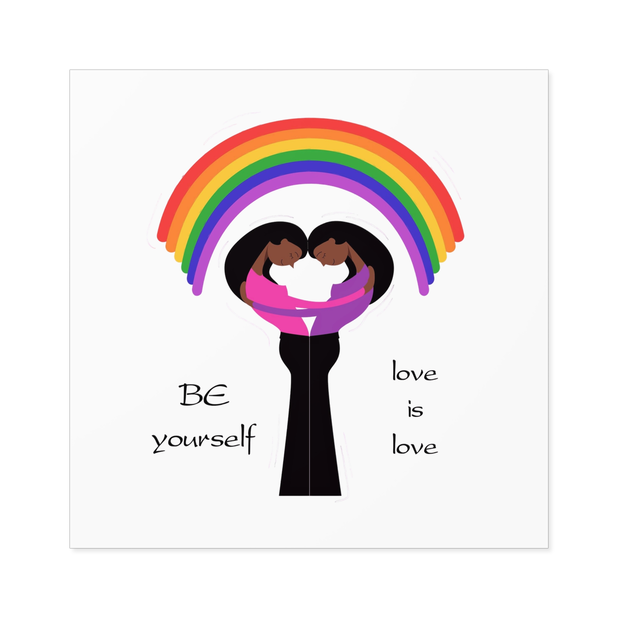 Poster Two Girls Hugging With Rainbow Laminate Stickers Square - Image 41