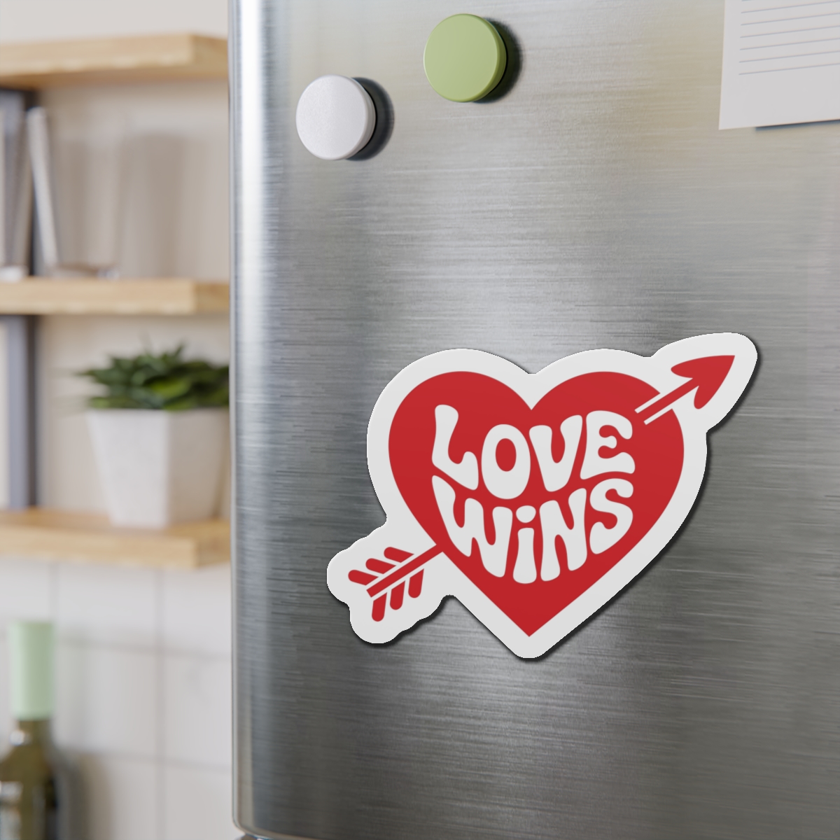 Love Wins Inscription Red Heart Pierced With Cupid39s Arrow Transparent Background Die Cut Magnets - Image 15