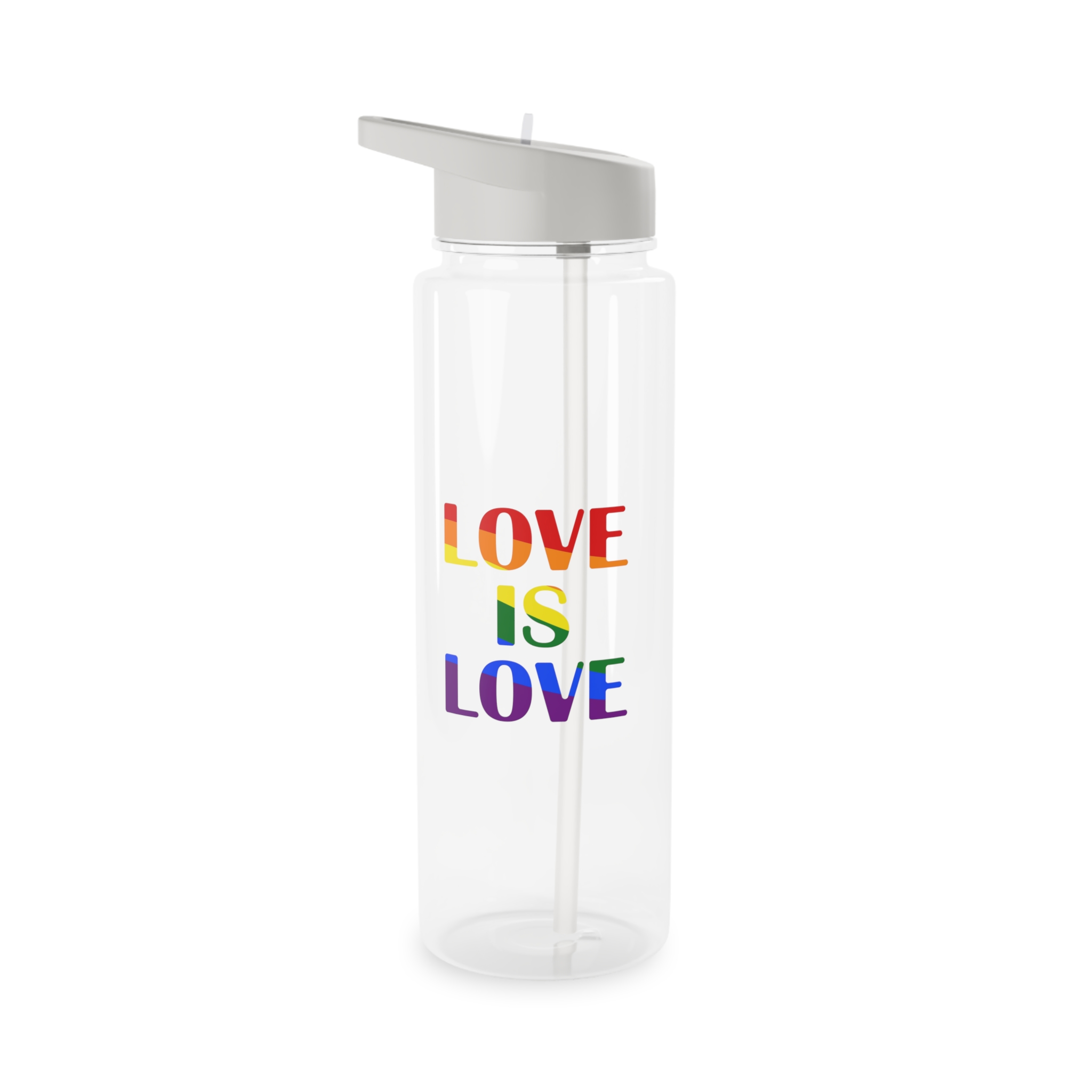 Love Is Love With Rainbow Colors Slogan Typography Banner Tritan Water Bottle - Image 5