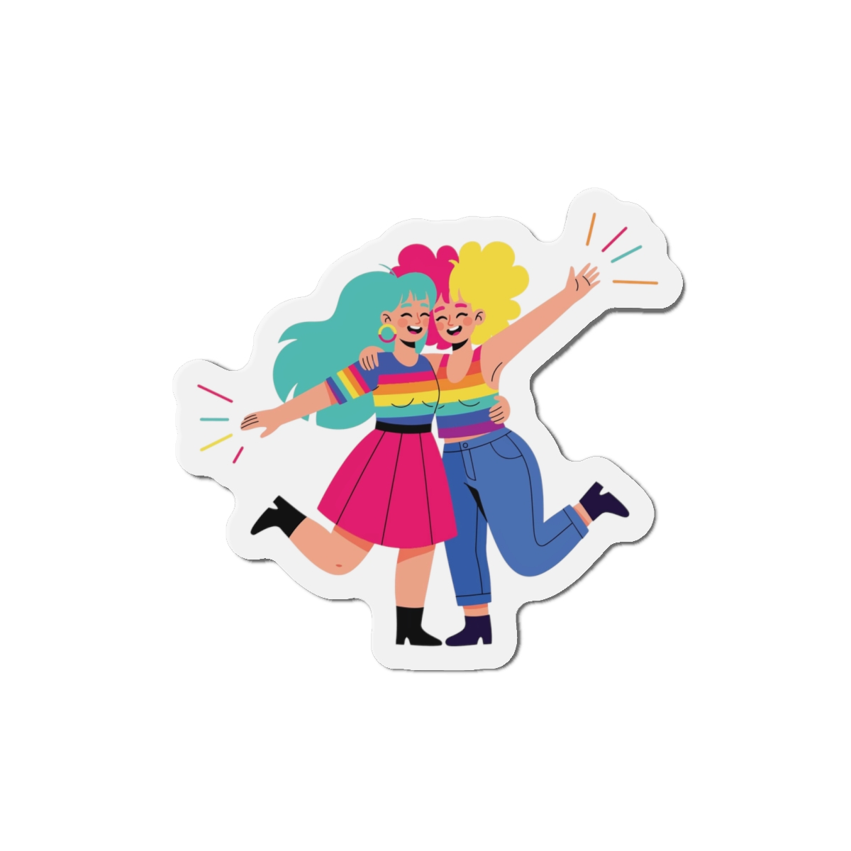 Two Happy Women Celebrating With Pride Flag Colors Die Cut Magnets - Image 10