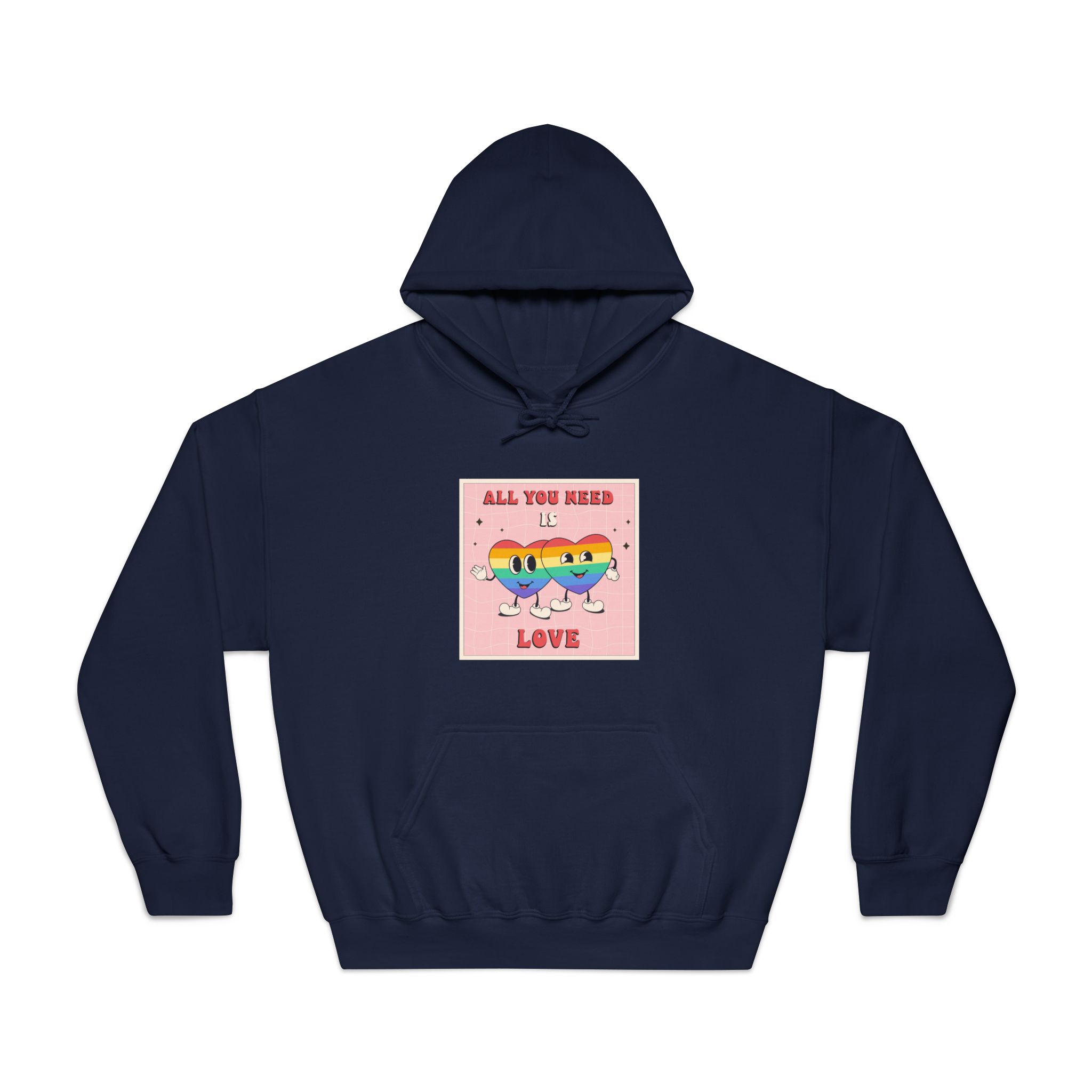 Lgbtq Pride Month Retro Groovy Poster Social Media Post Template With Rainbow Heart Unisex Dryblend Hooded Sweatshirt - Image 29