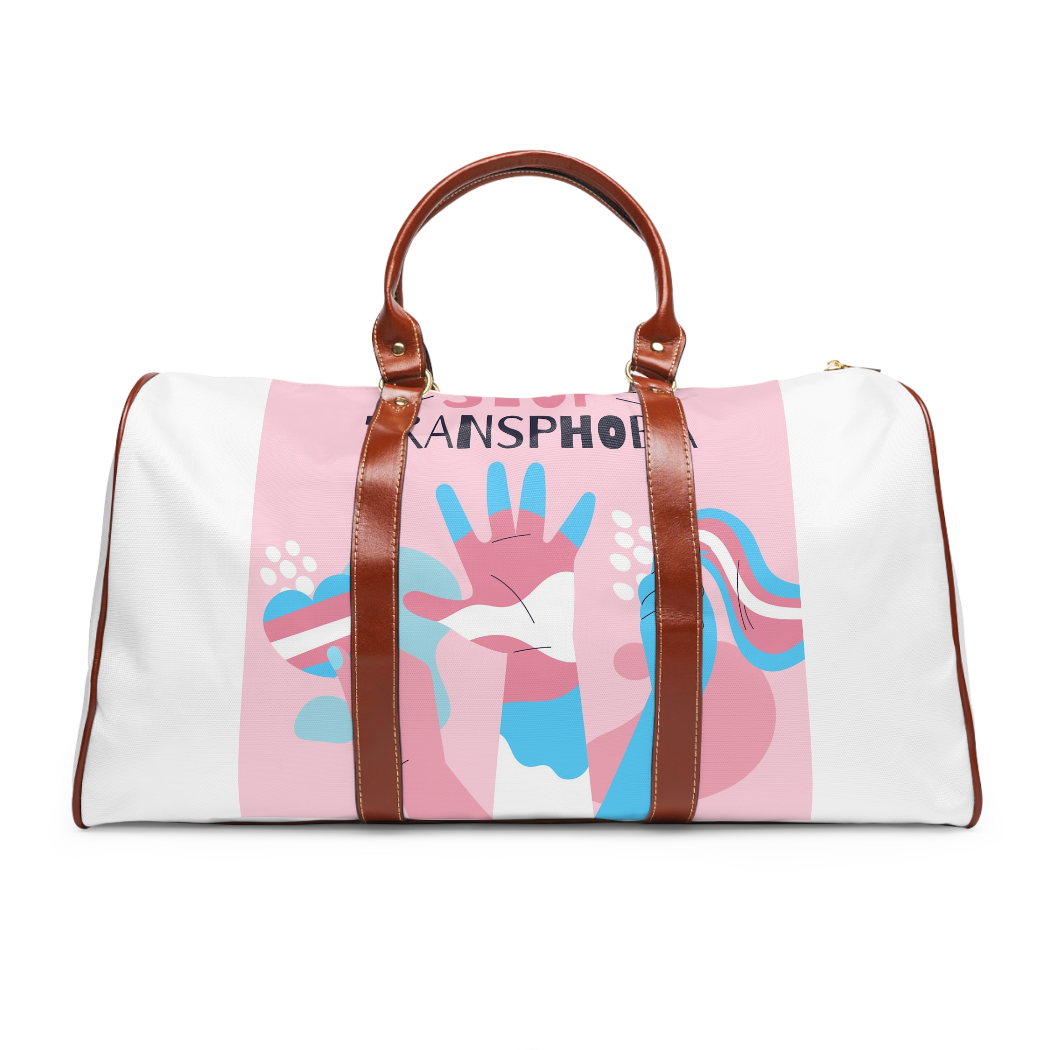 Hand Drawn Flat Design Stop Transphobia Concept Waterproof Travel Bag