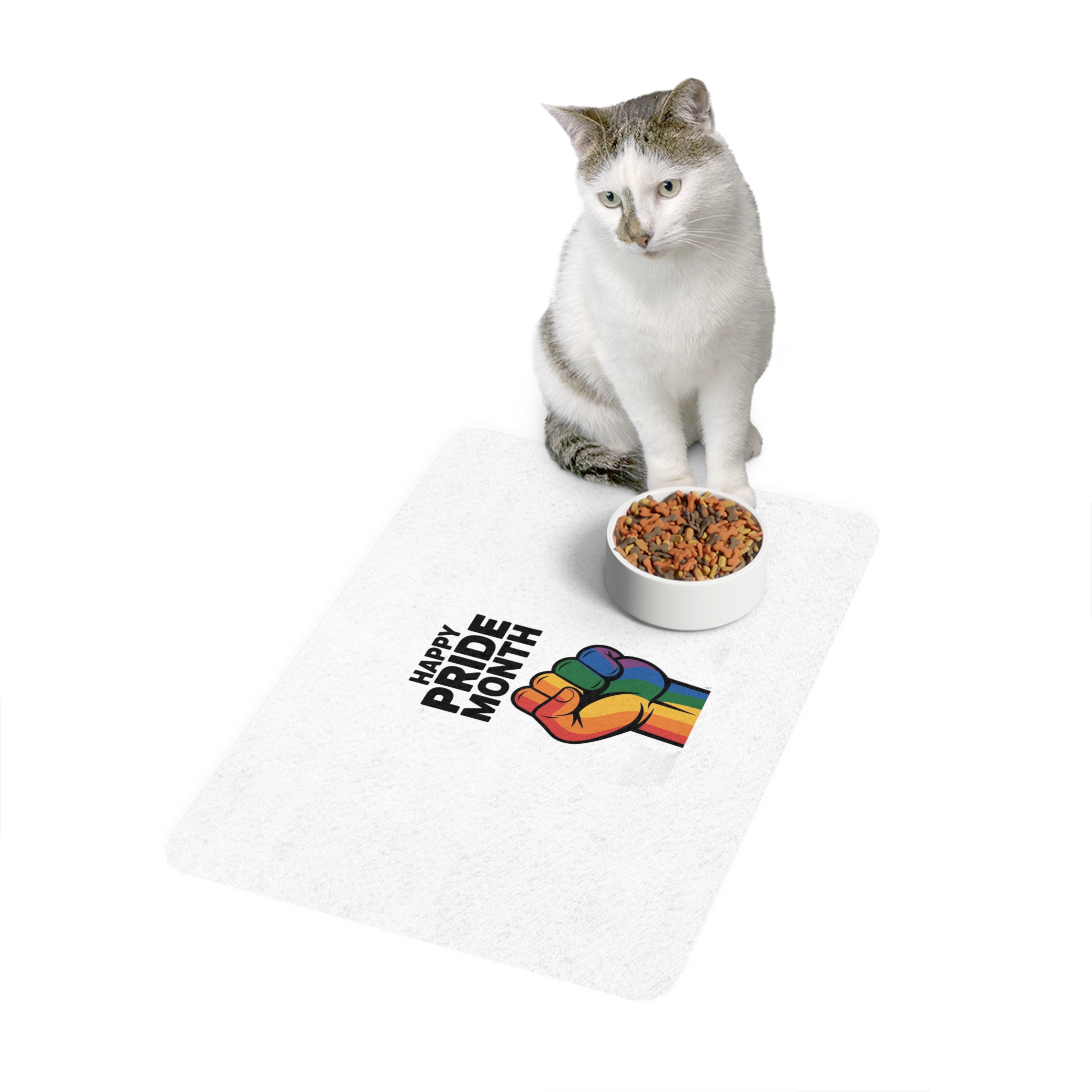 Happy Pride Month With Rainbow Fist Pet Food Mat 12x18 - Image 3