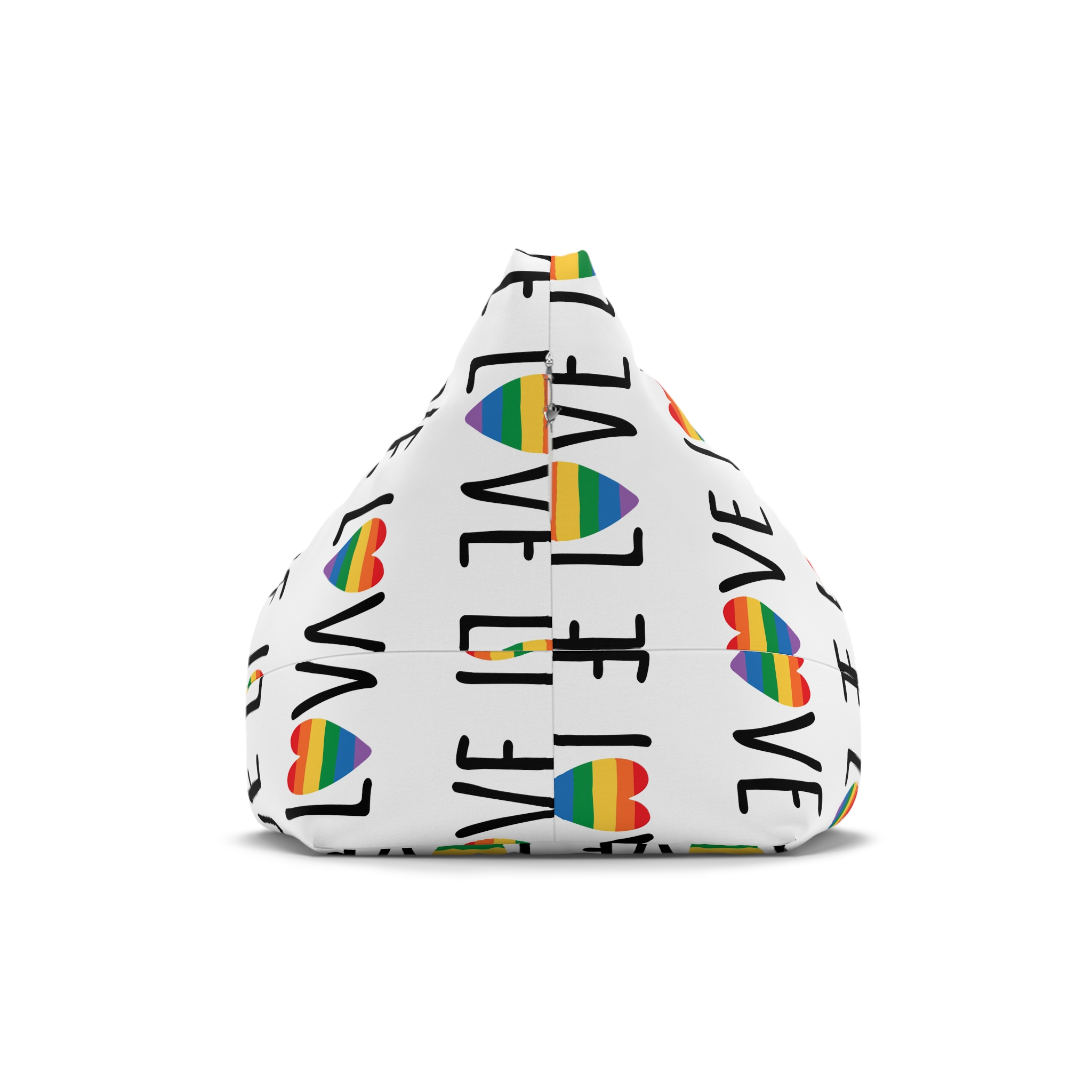 Hand Drawn Love Lgbt Pride Lettering With Rainbow Flag Heart Bean Bag Chair Cover - Image 2