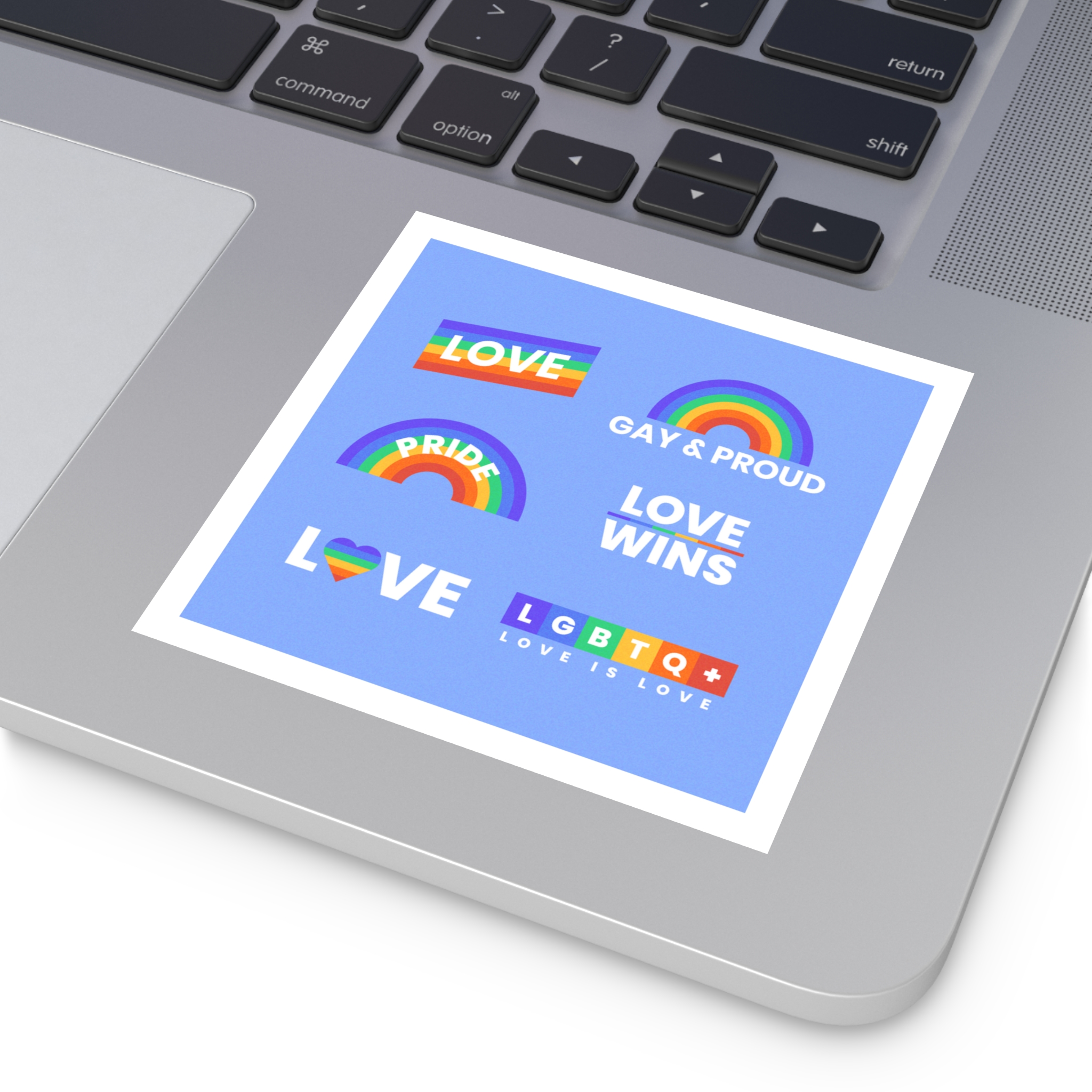 Pride Day Concept Rainbow Labels Laminate Stickers Square - Image 19