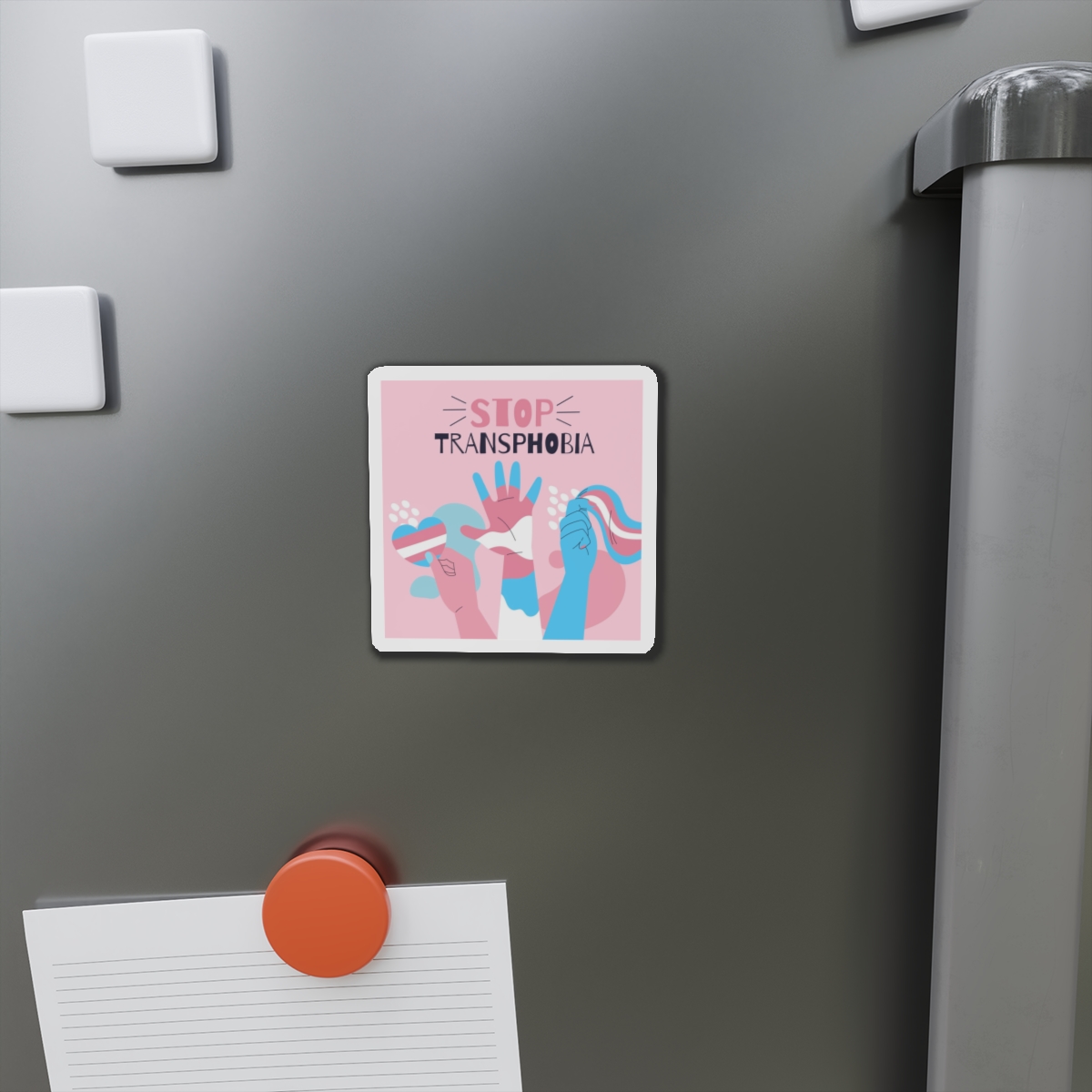 Hand Drawn Flat Design Stop Transphobia Concept Die Cut Magnets - Image 5