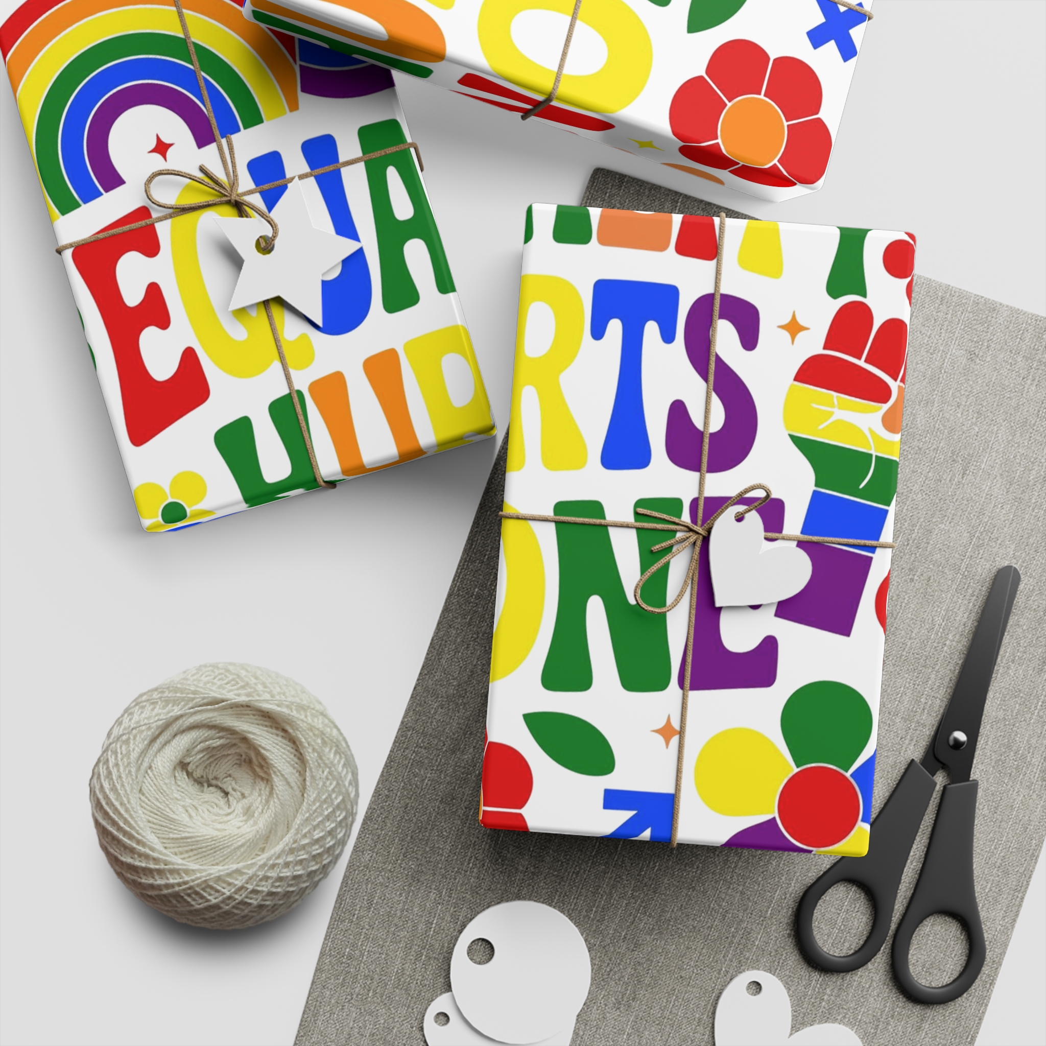 Colorful Equality Hurts None Rainbow Pride Illustration Gift Wrapping Paper Sheets 1pc - Image 2