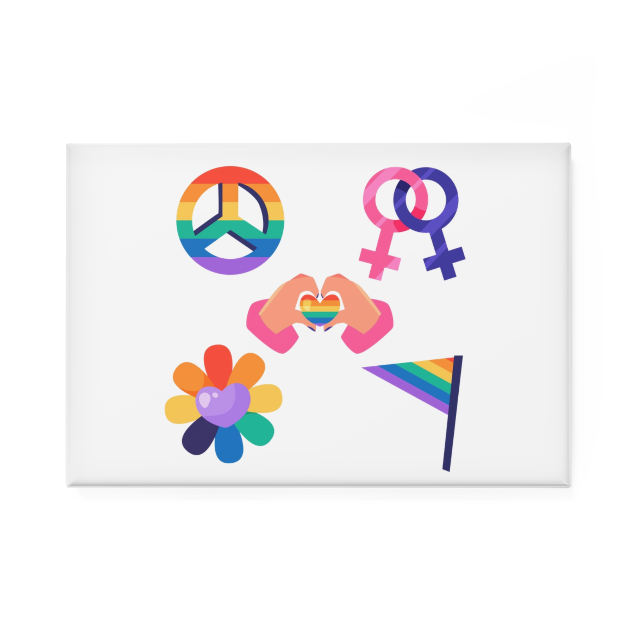 Flat Design Elements Collection Pride Month Celebration(1) Button Magnet Rectangle 1 And 10 Pcs