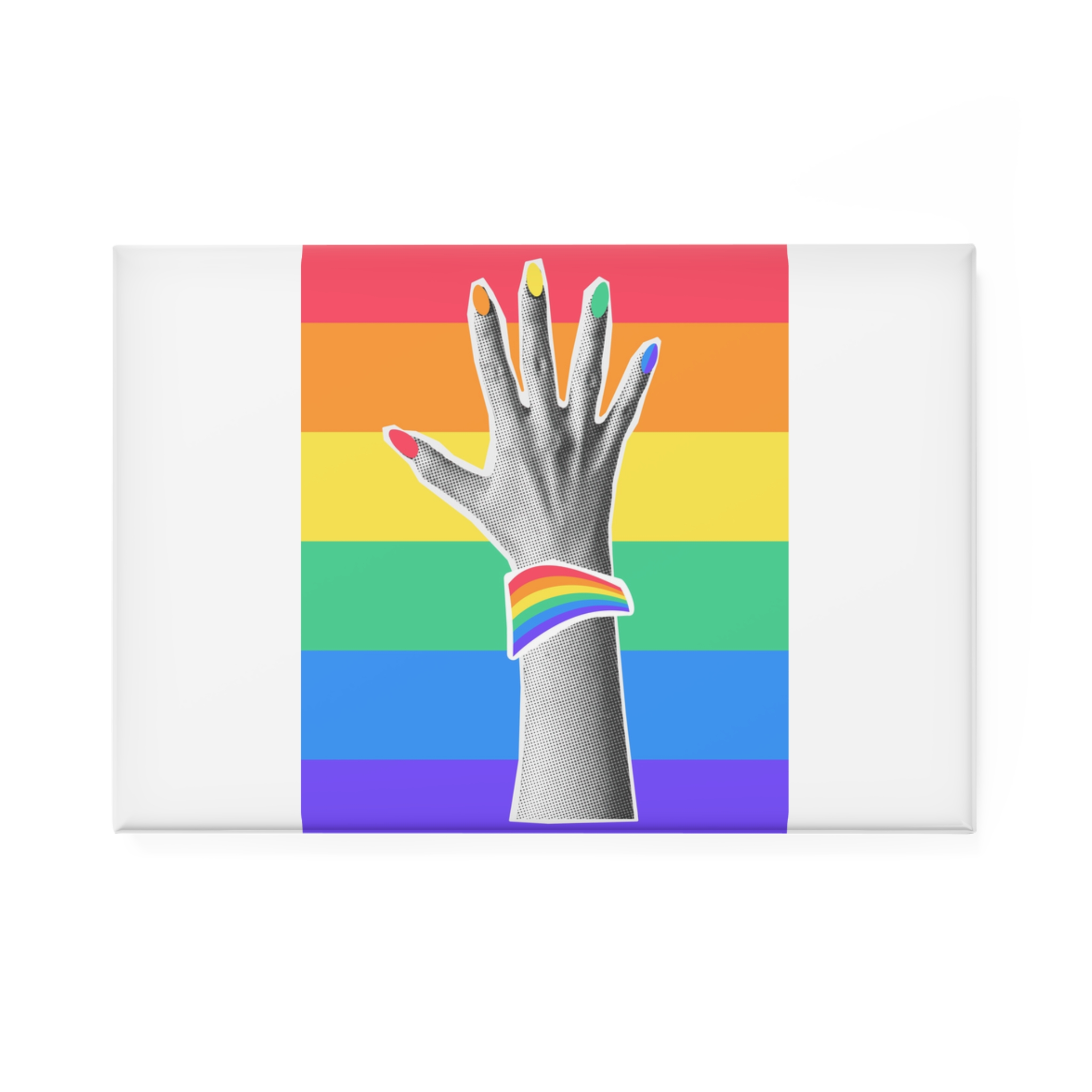 Unity Diversity Halftone Lgbtq Hand Concept Button Magnet Rectangle 1 And 10 Pcs